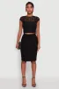 Ambiance Lace Overlay Cropped Cap Sleeve Blouse sold by Rainbow