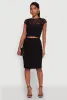 Ambiance Lace Overlay Cropped Cap Sleeve Blouse sold by Rainbow