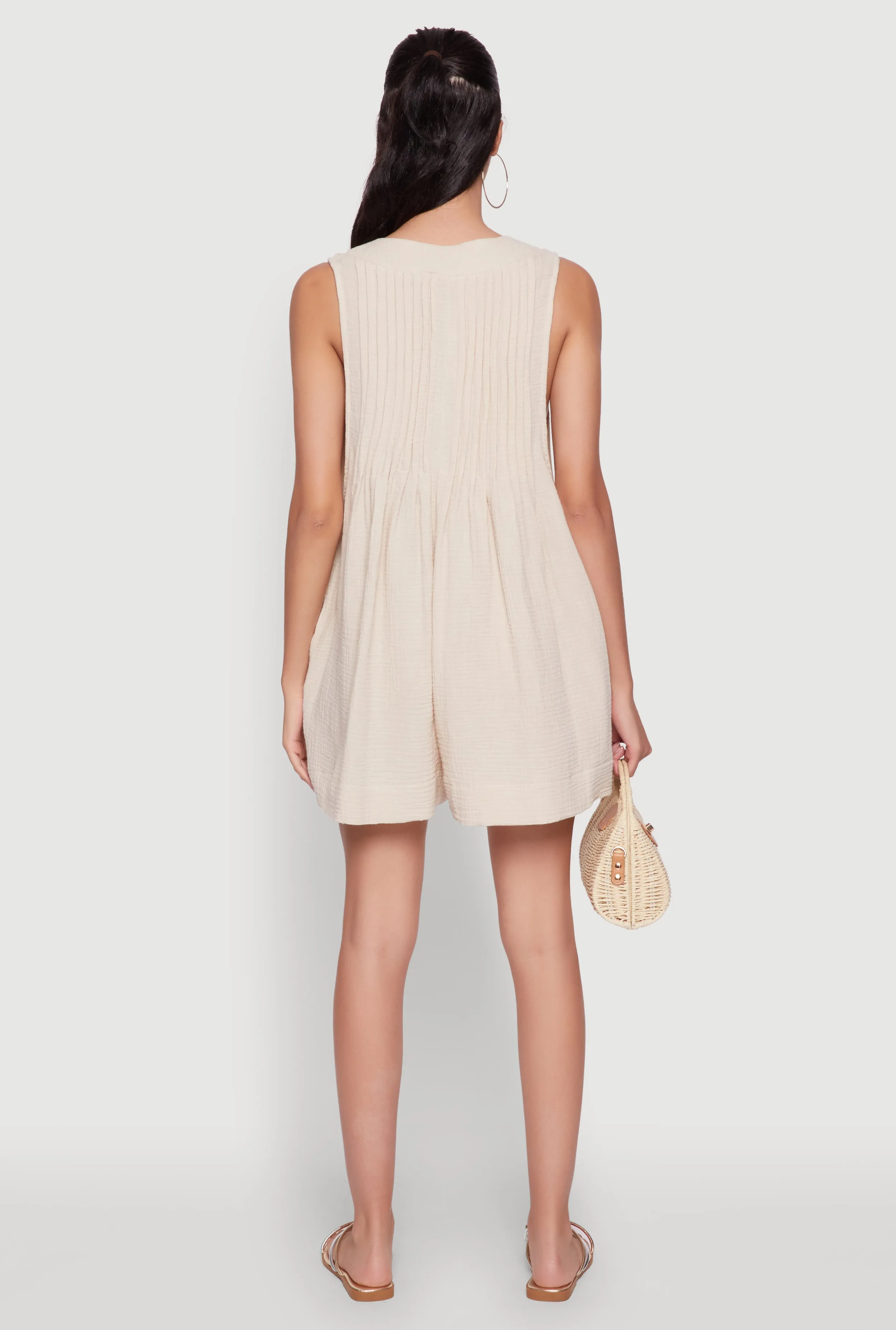 Chic Gauze Knit Tie Front Sleeveless Romper sold by Rainbow product image thumbnail 5