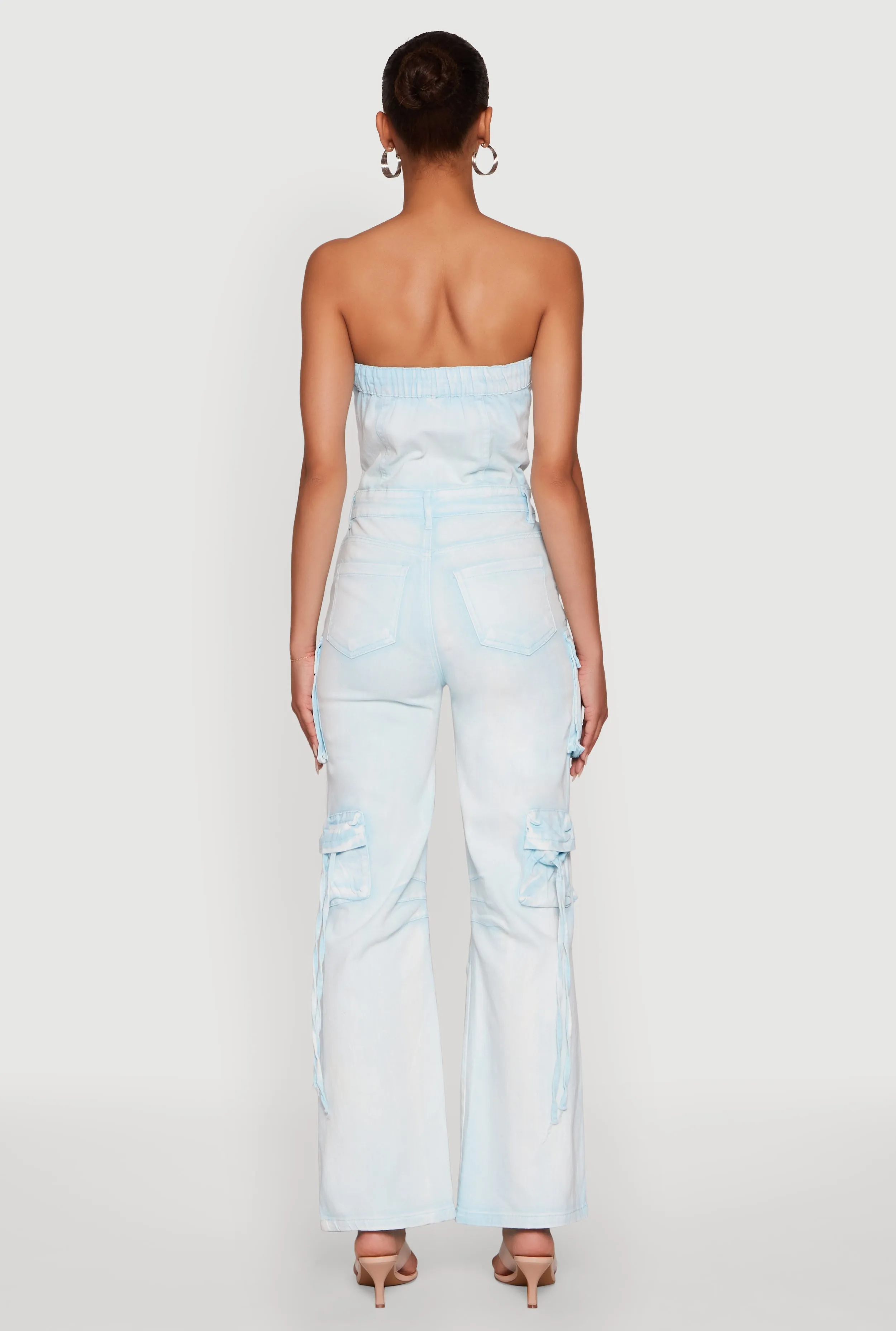 Daisy Denim Strapless Flare Jumpsuit with Cargo Pockets sold by Rainbow product image thumbnail 5