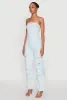 Daisy Denim Strapless Flare Jumpsuit with Cargo Pockets sold by Rainbow