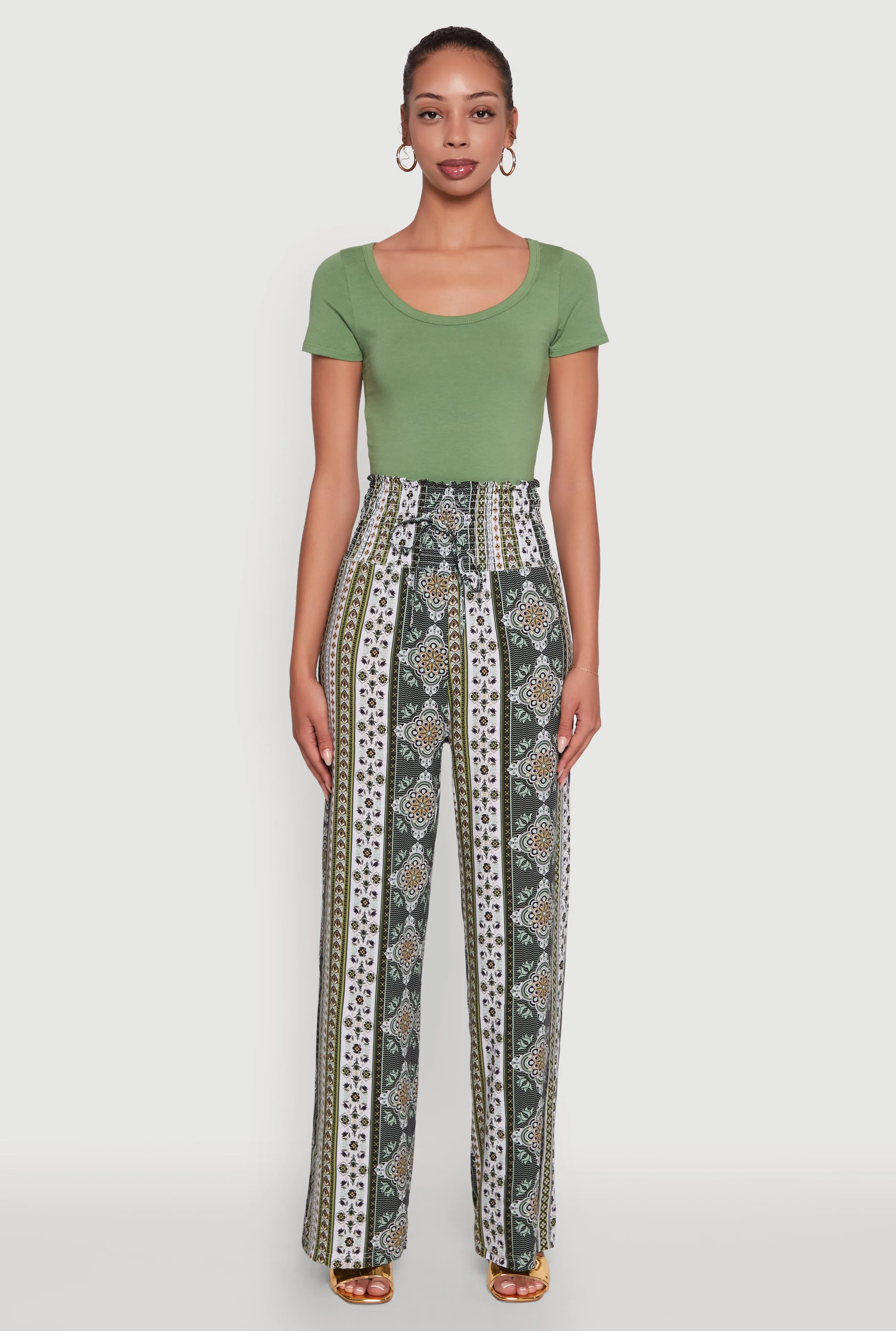 Boho Border Print High Waisted Wide Leg Pants sold by Rainbow product image thumbnail 2