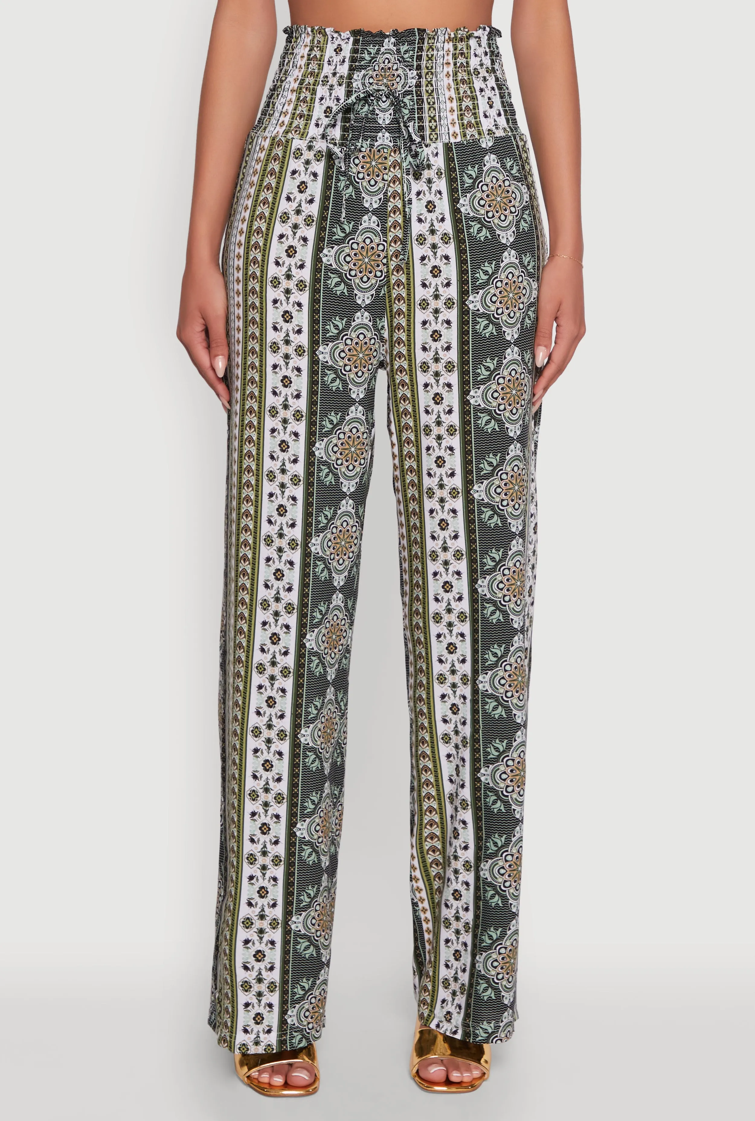 Boho Border Print High Waisted Wide Leg Pants sold by Rainbow product image thumbnail 5