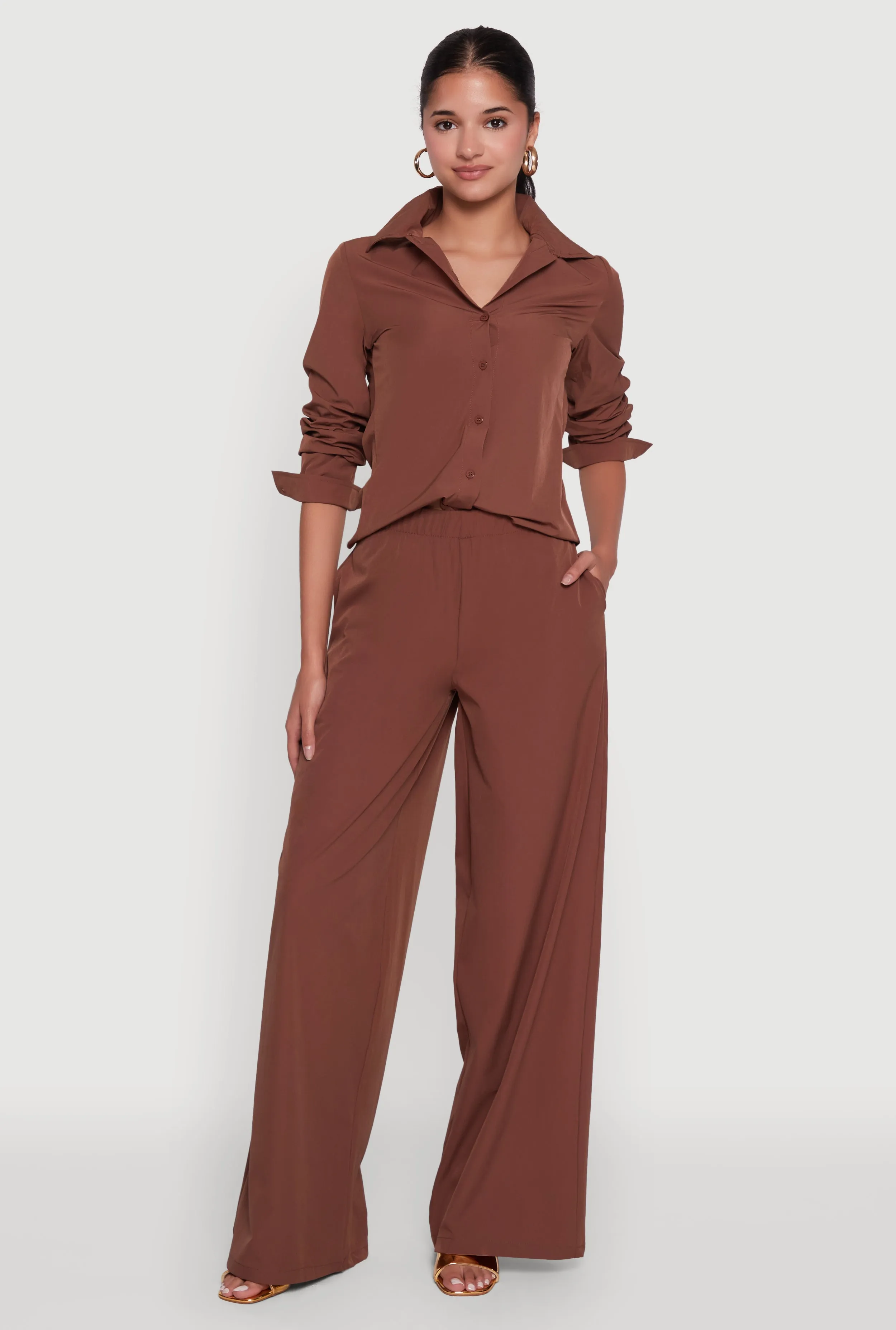 Daisy Nylon High Waisted Wide Leg Pants sold by Rainbow