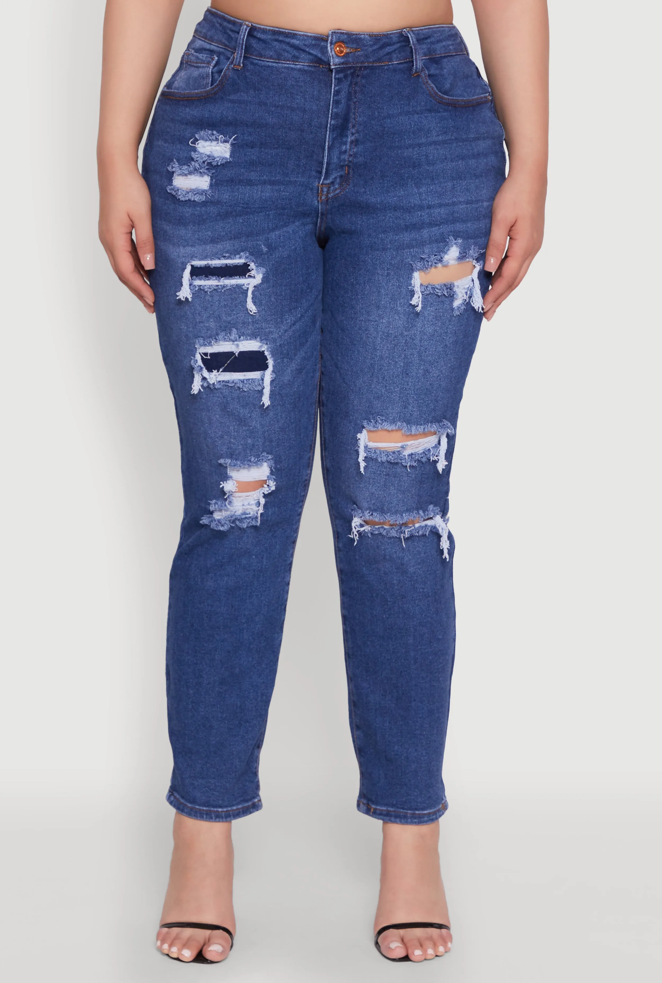 Plus Size WAX High Waisted Distressed and Frayed Jeans sold by Rainbow product image thumbnail 5