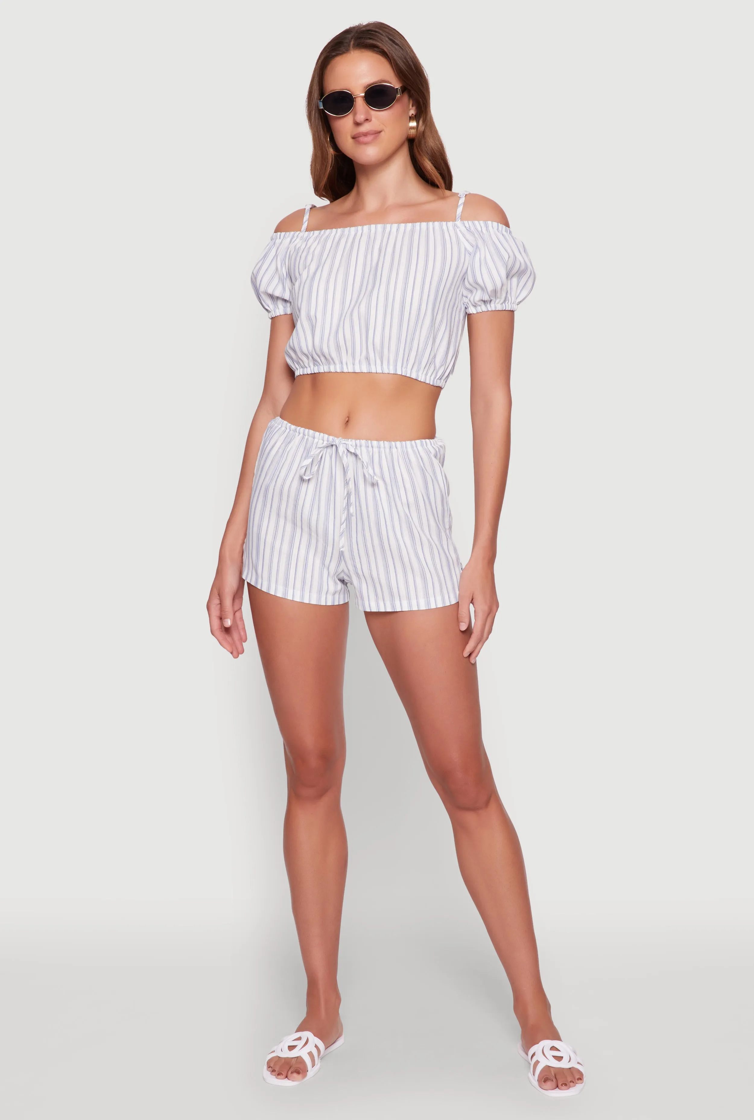 Madden Girl Striped Drawstring Shorts sold by Rainbow