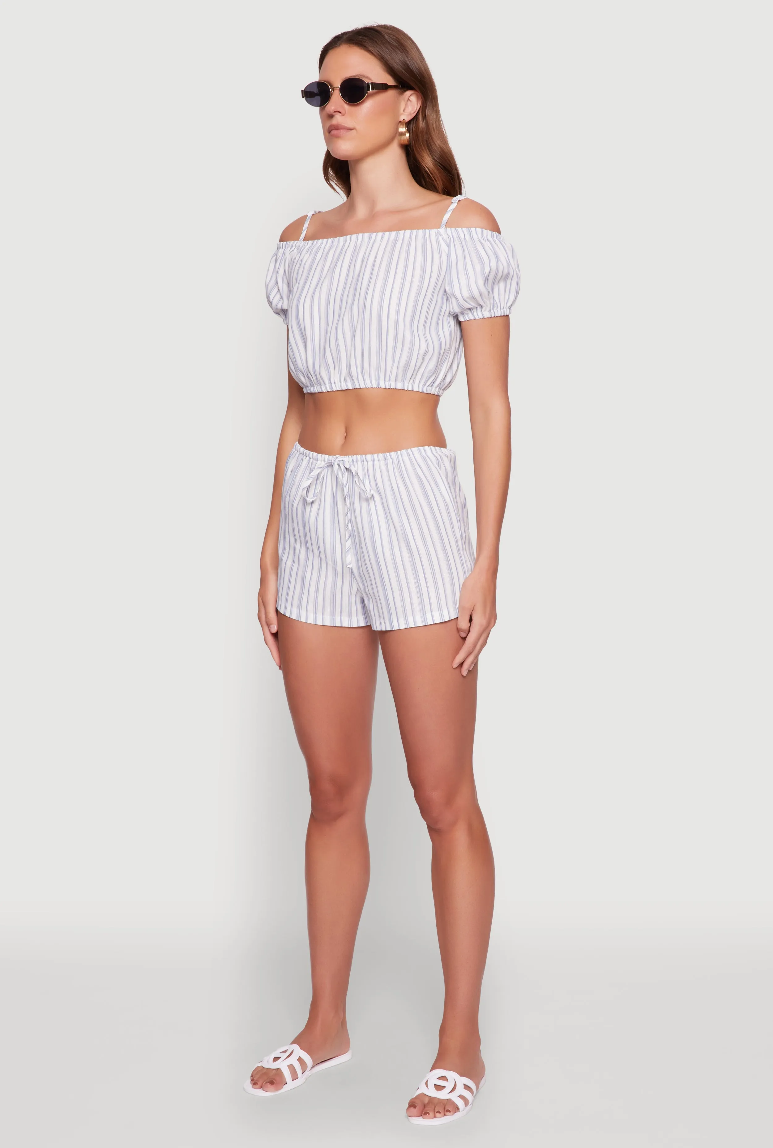 Madden Girl Striped Cold Shoulder Puff Sleeve Top sold by Rainbow product image thumbnail 5