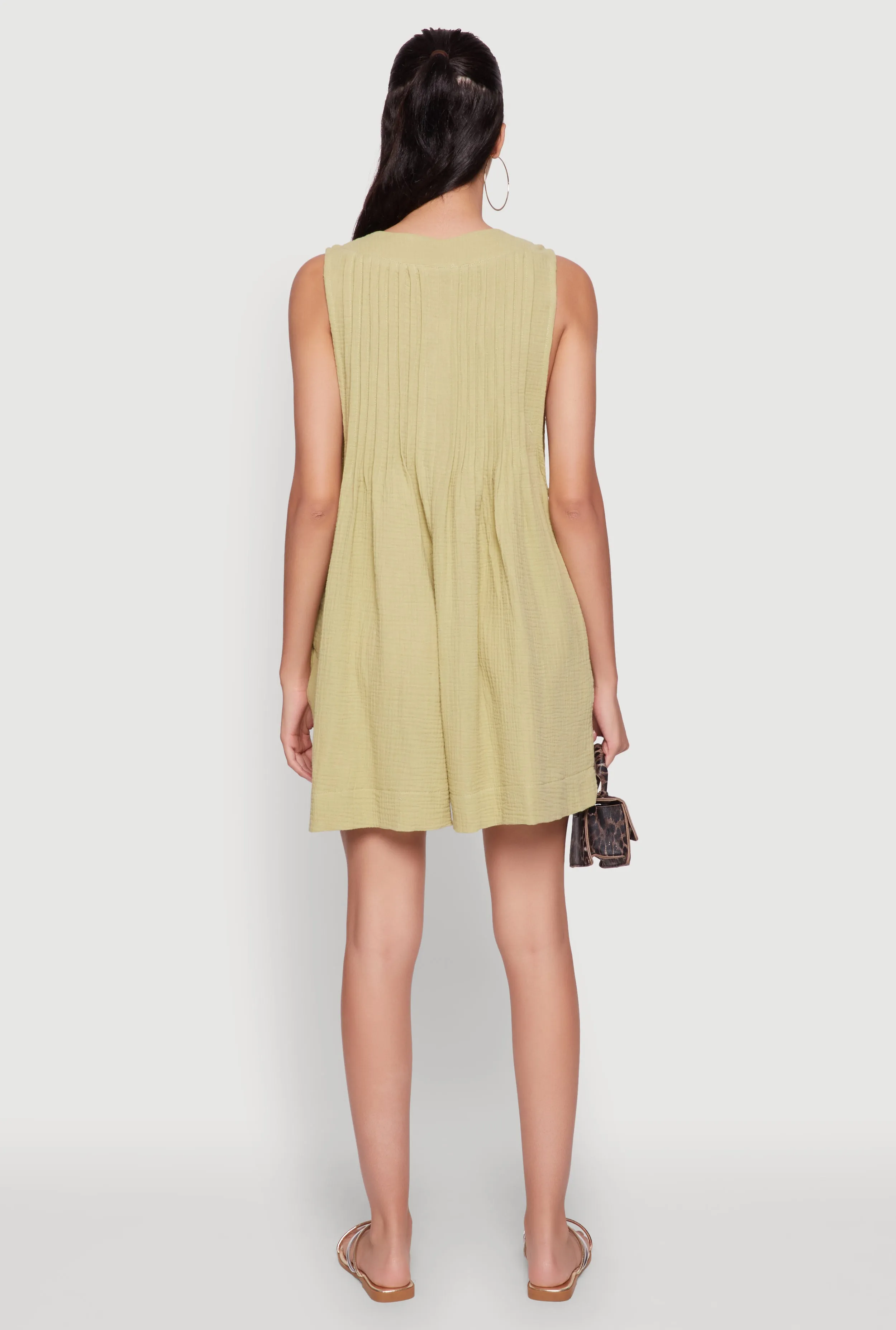 Chic Gauze Knit Tie Front Sleeveless Romper sold by Rainbow product image thumbnail 5