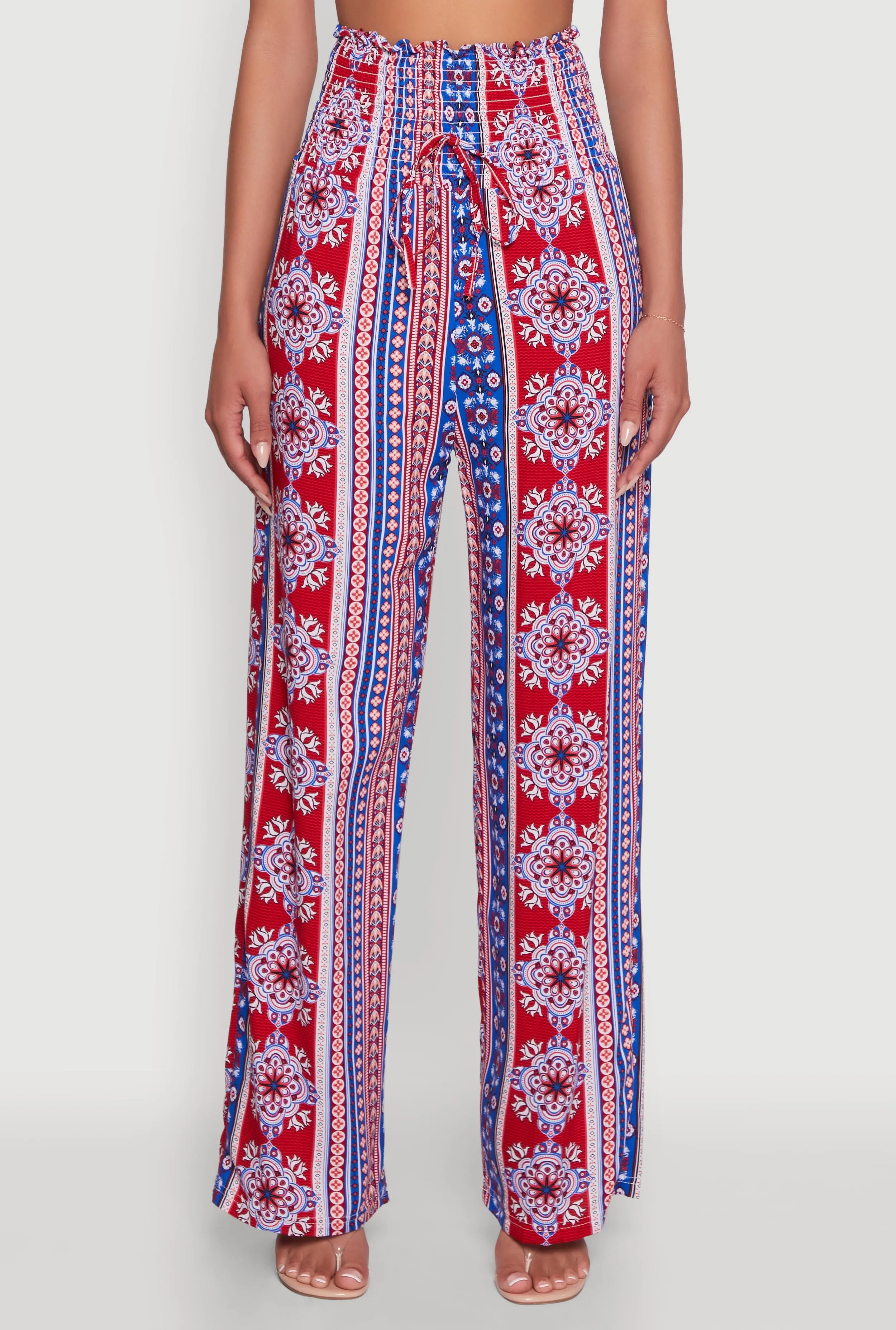 Boho Border Print High Waisted Wide Leg Pants sold by Rainbow product image thumbnail 5