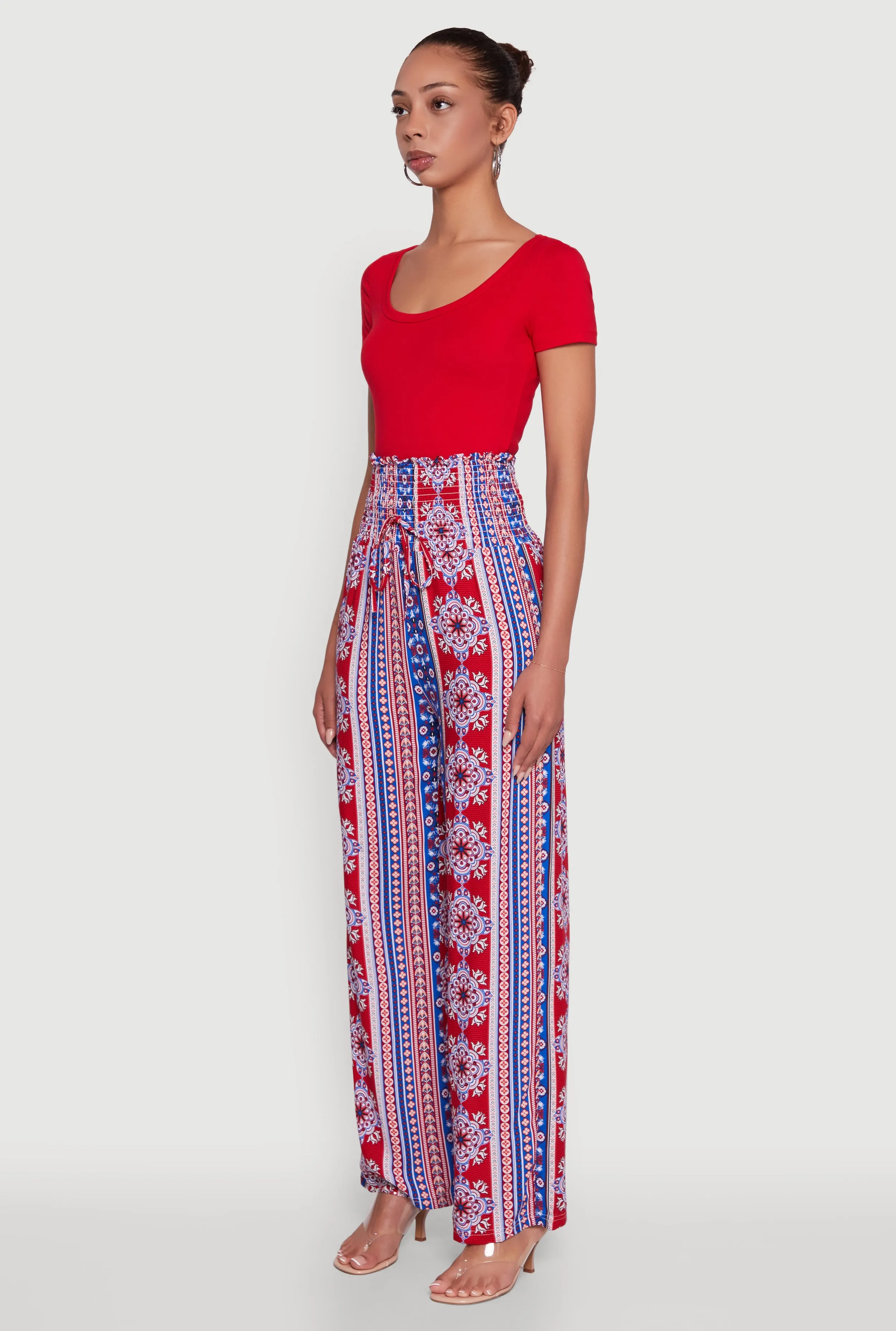 Boho Border Print High Waisted Wide Leg Pants sold by Rainbow product image thumbnail 3