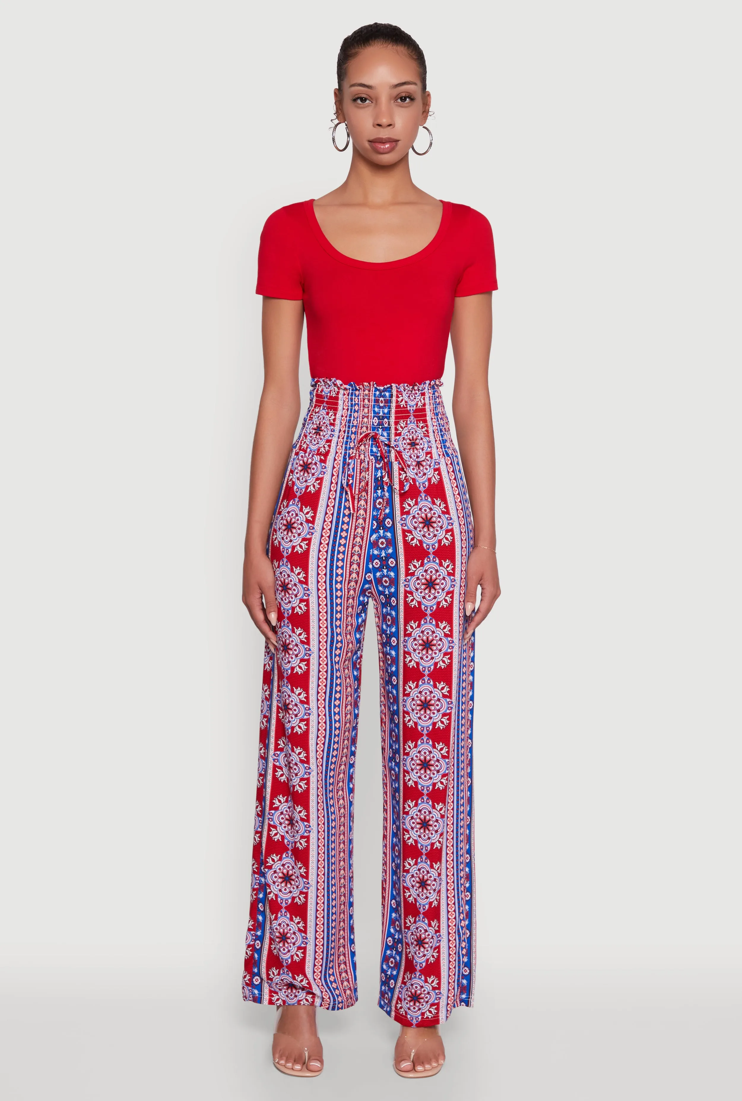 Boho Border Print High Waisted Wide Leg Pants sold by Rainbow product image thumbnail 2