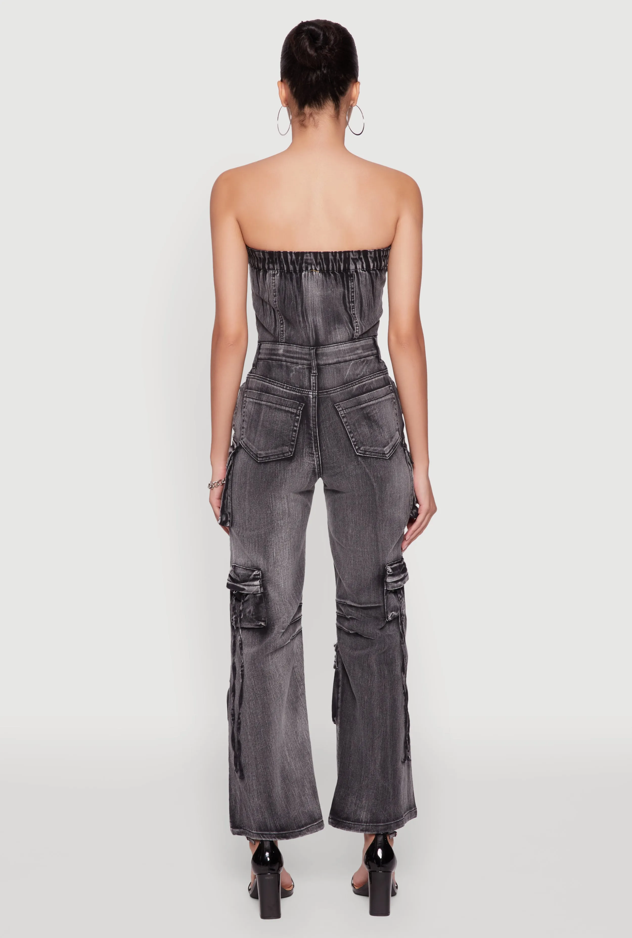 Daisy Denim Strapless Flare Jumpsuit with Cargo Pockets sold by Rainbow product image thumbnail 5