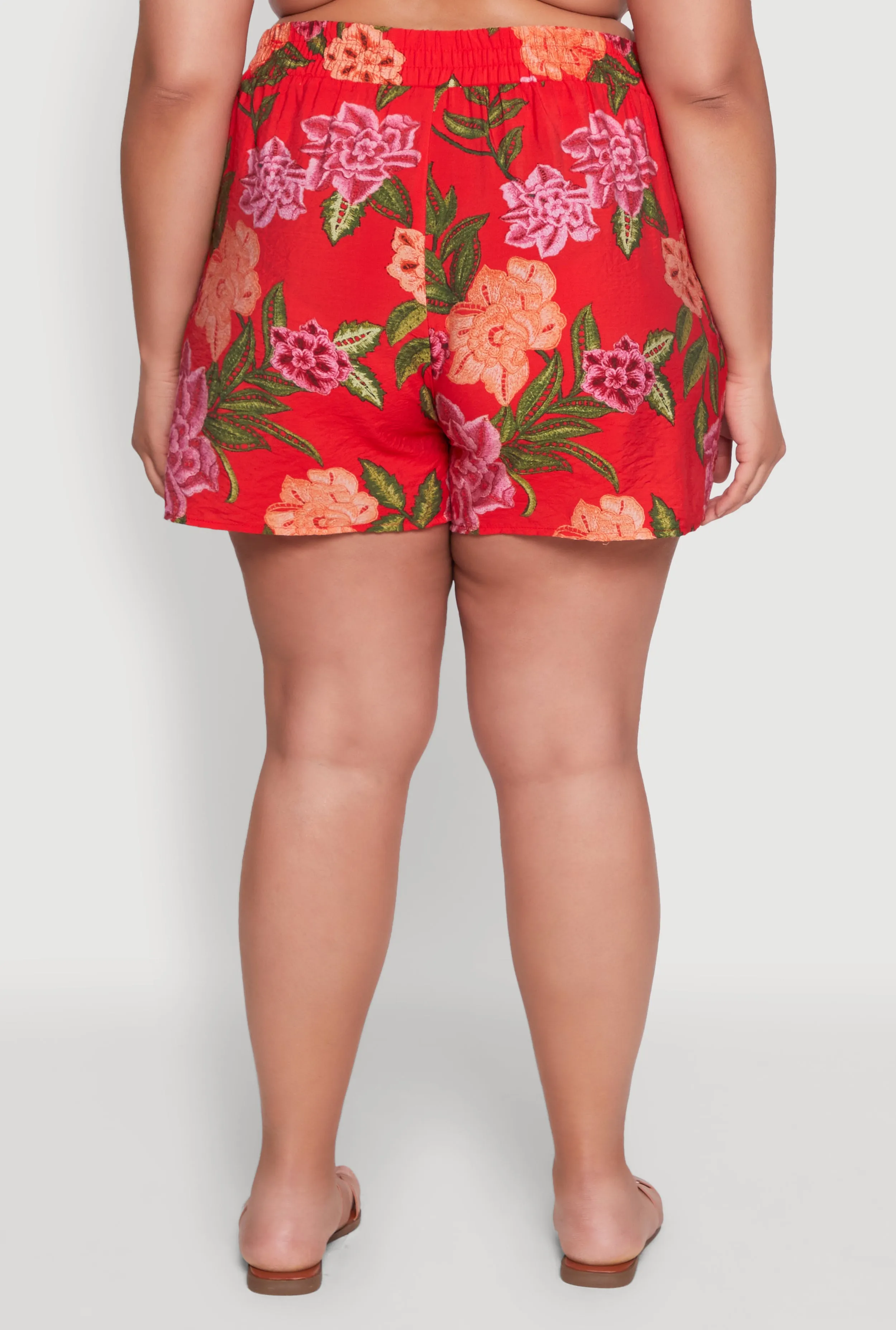 Plus Size Floral High Waisted Pull On Shorts sold by Rainbow product image thumbnail 5