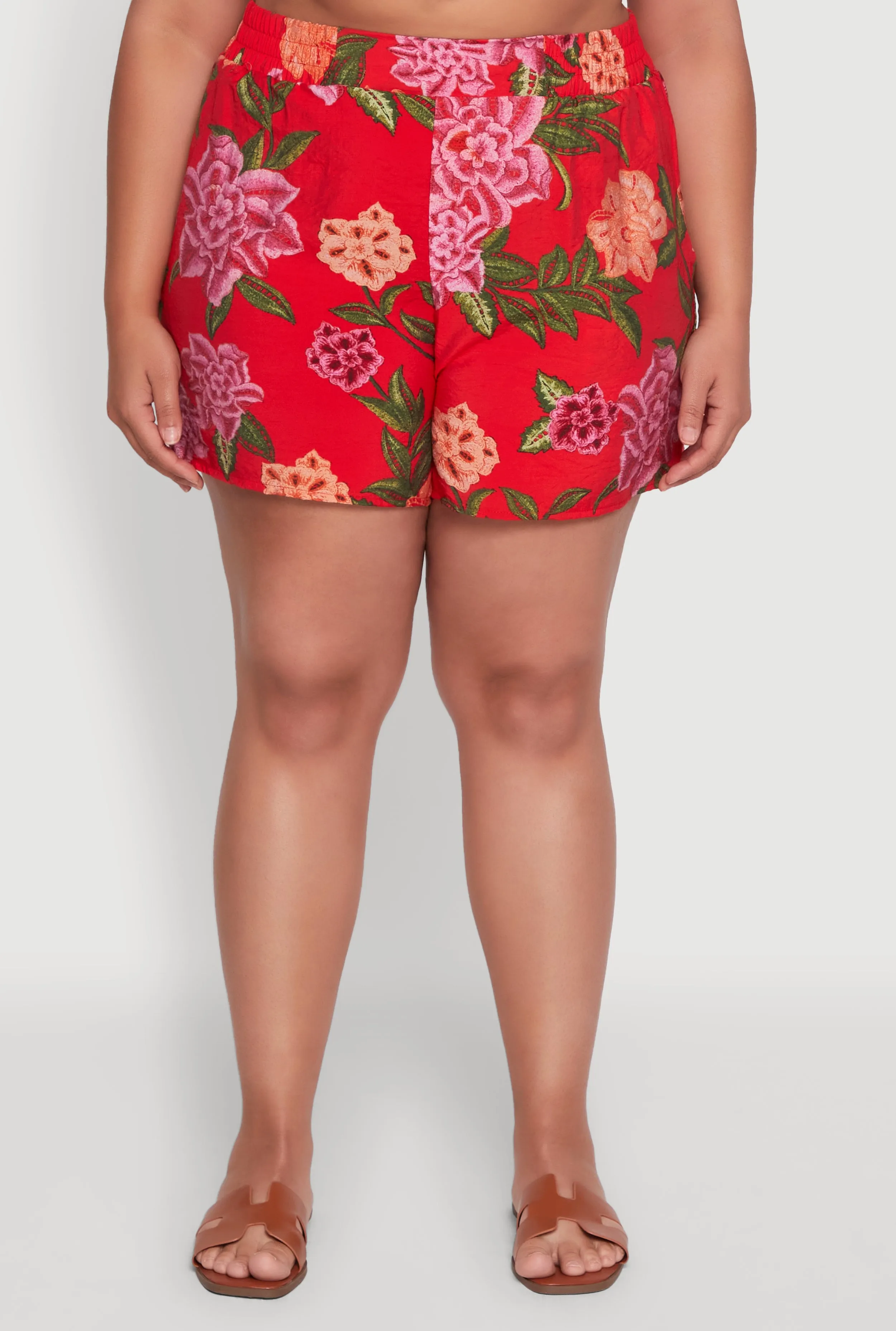 Plus Size Floral High Waisted Pull On Shorts sold by Rainbow product image thumbnail 3