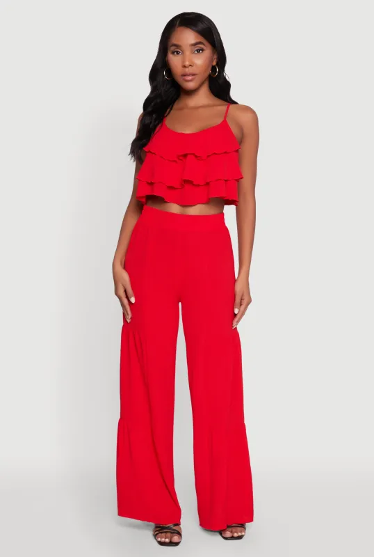 Elegant Tiered High Waisted Wide Leg Dress Pants sold by Rainbow