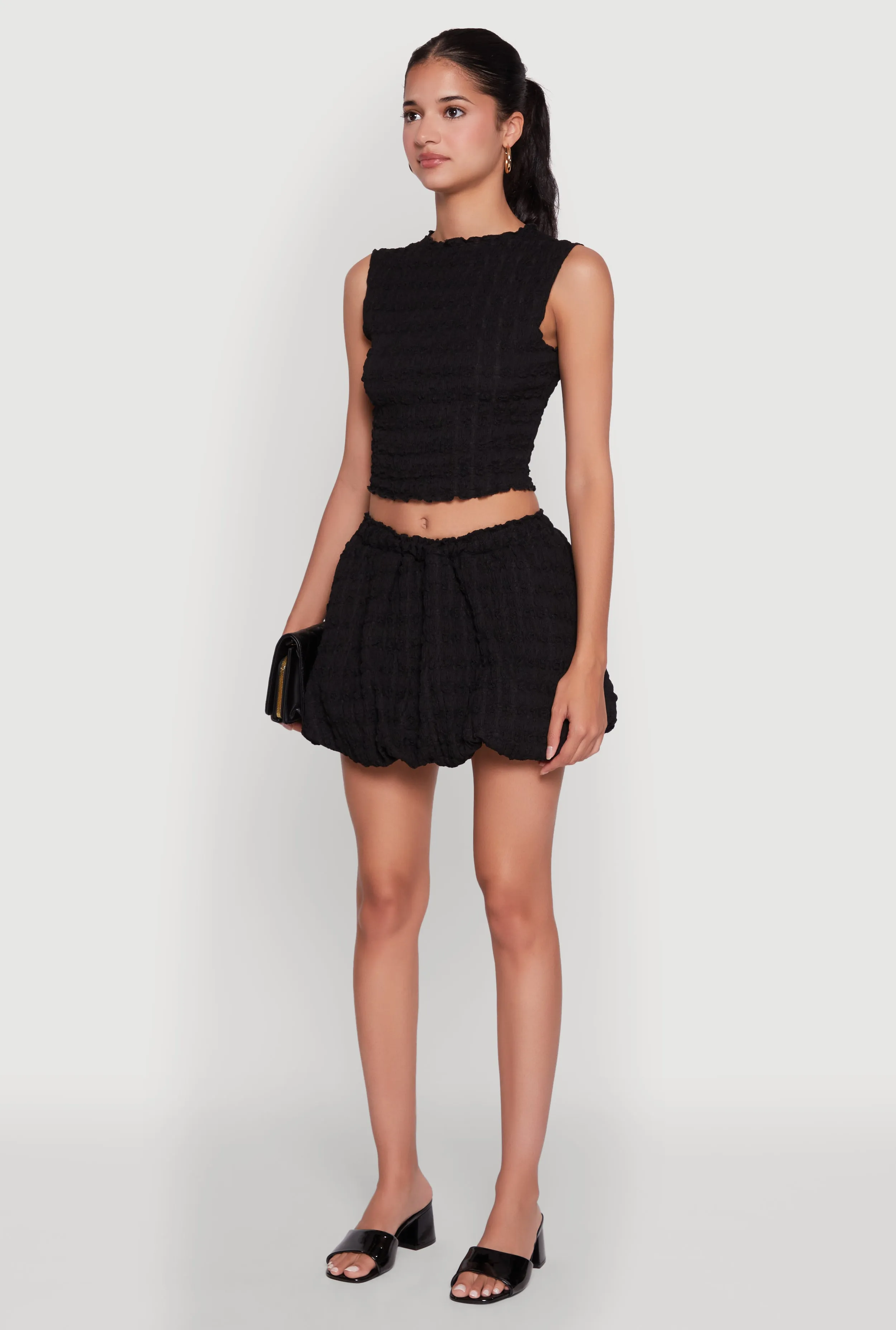 Trendy Textured Knit Sleeveless Crop Top sold by Rainbow product image thumbnail 5