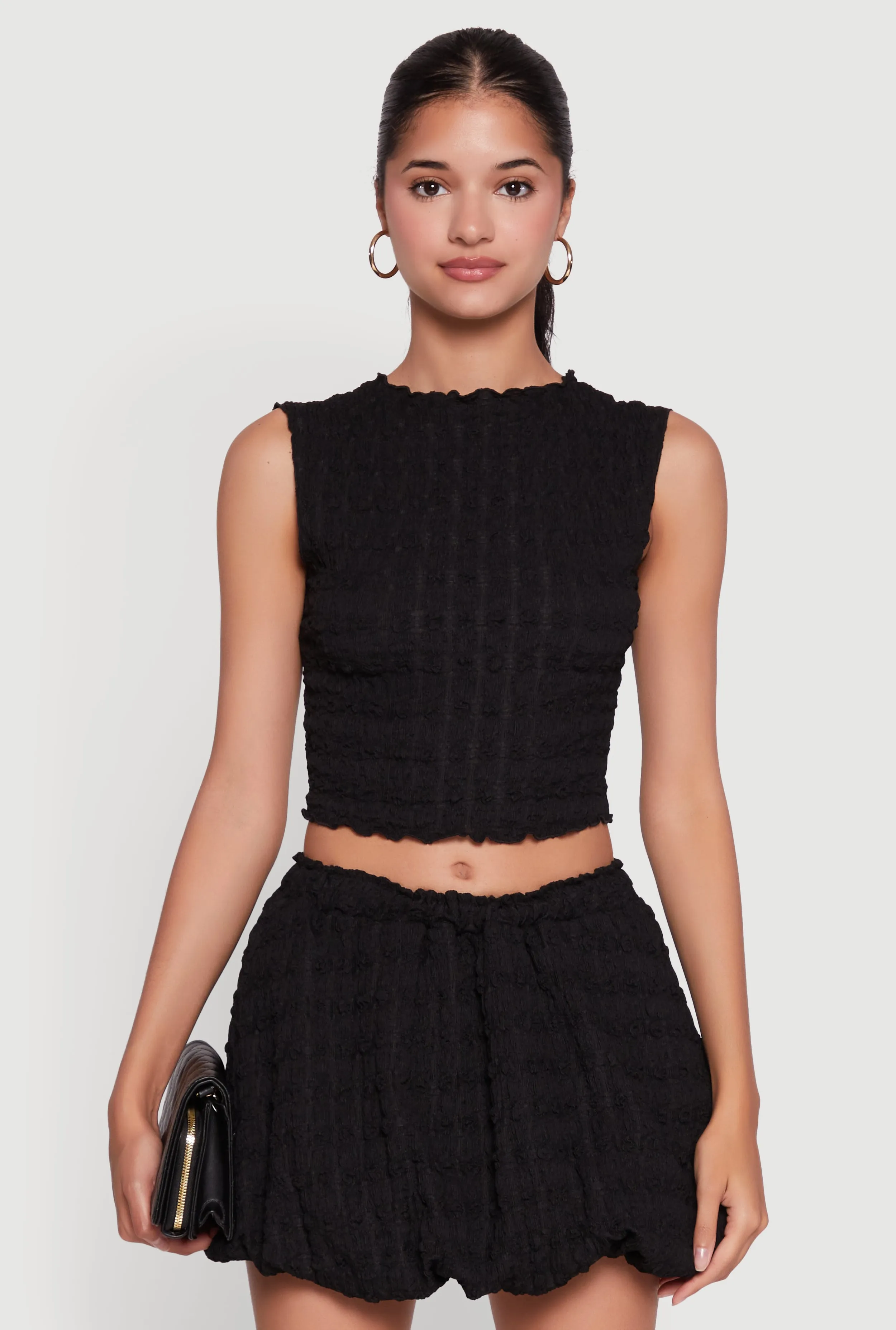 Trendy Textured Knit Sleeveless Crop Top sold by Rainbow