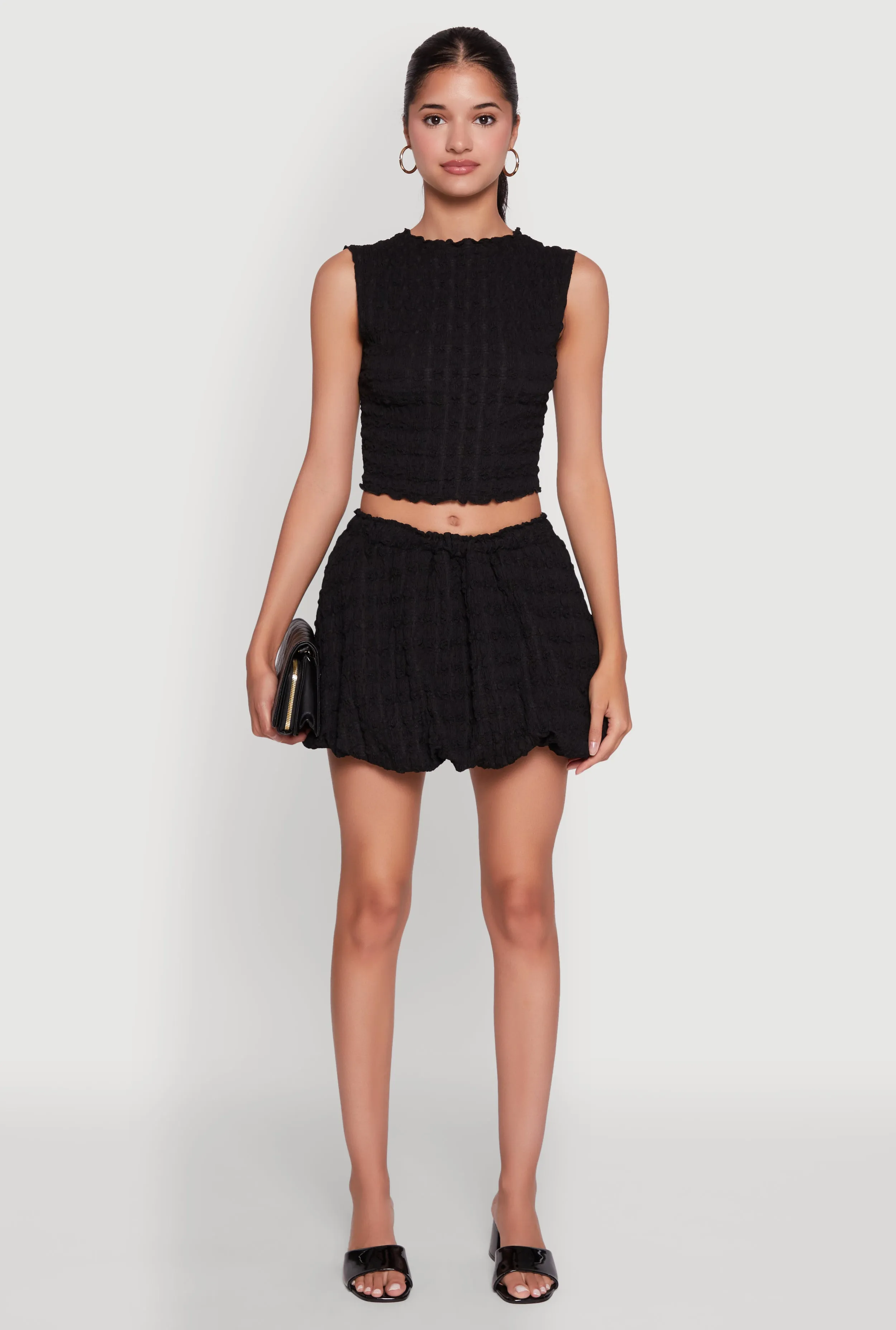 Trendy Textured Knit Sleeveless Crop Top sold by Rainbow product image thumbnail 3