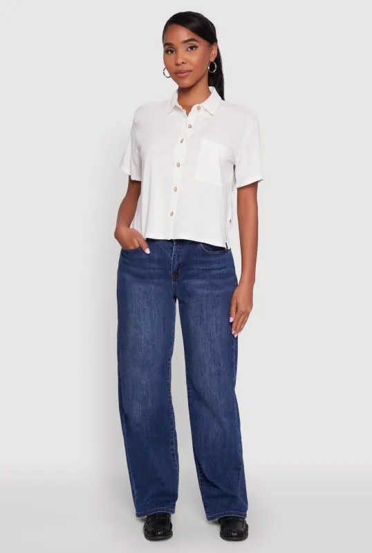 Boxy Short Sleeve Shirt with Side Slit sold by Rainbow