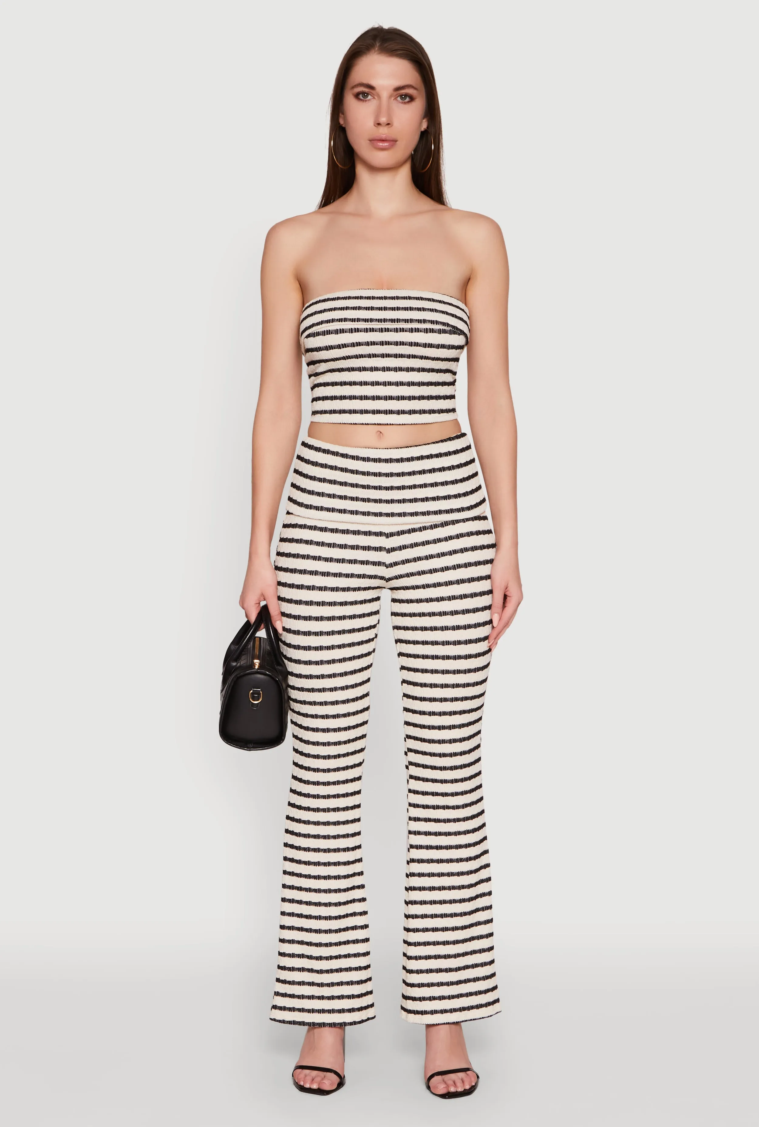 Striped Foldover Tube Top with Cropped Hem sold by Rainbow product image thumbnail 2