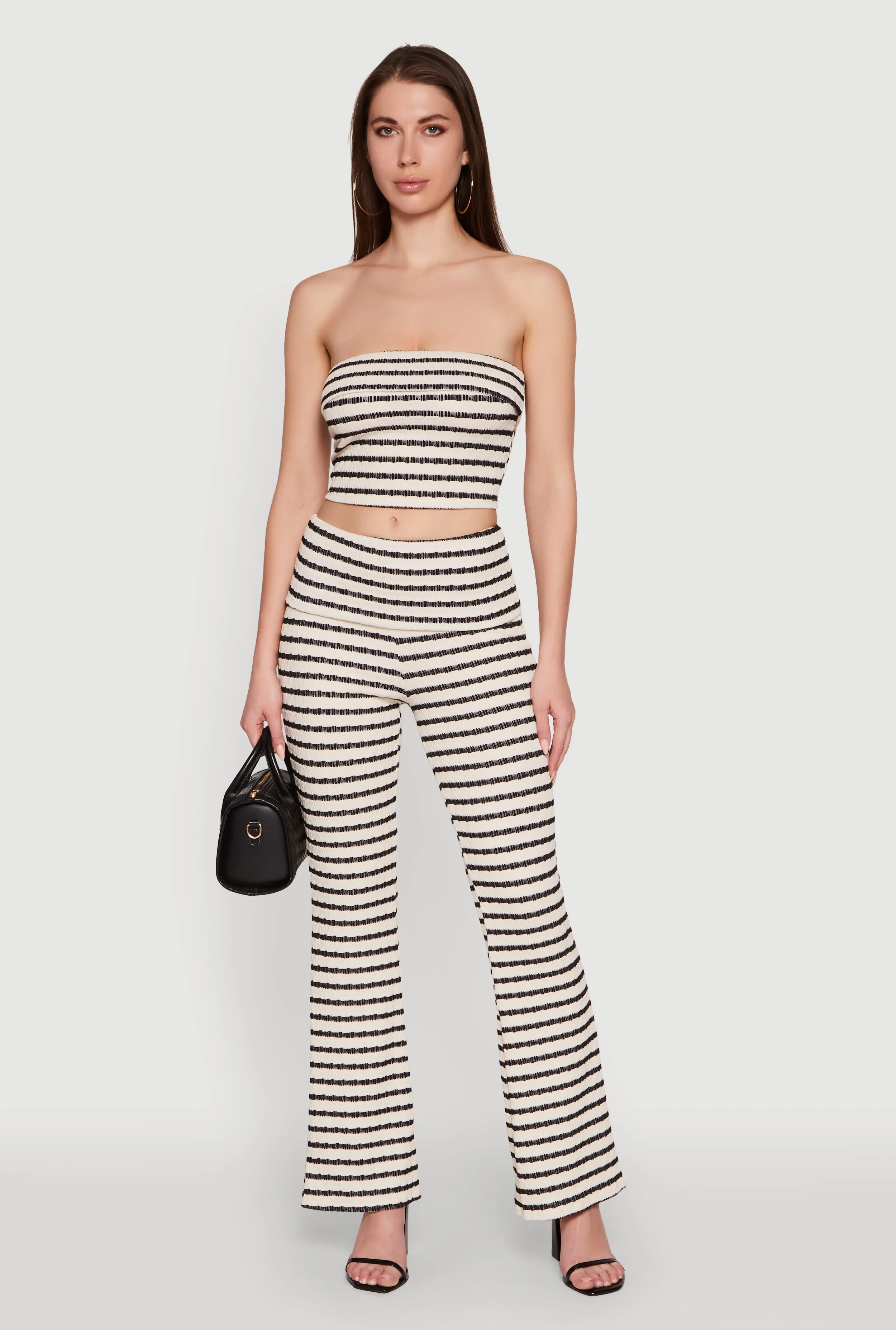 Striped Foldover Tube Top with Cropped Hem sold by Rainbow product image thumbnail 3