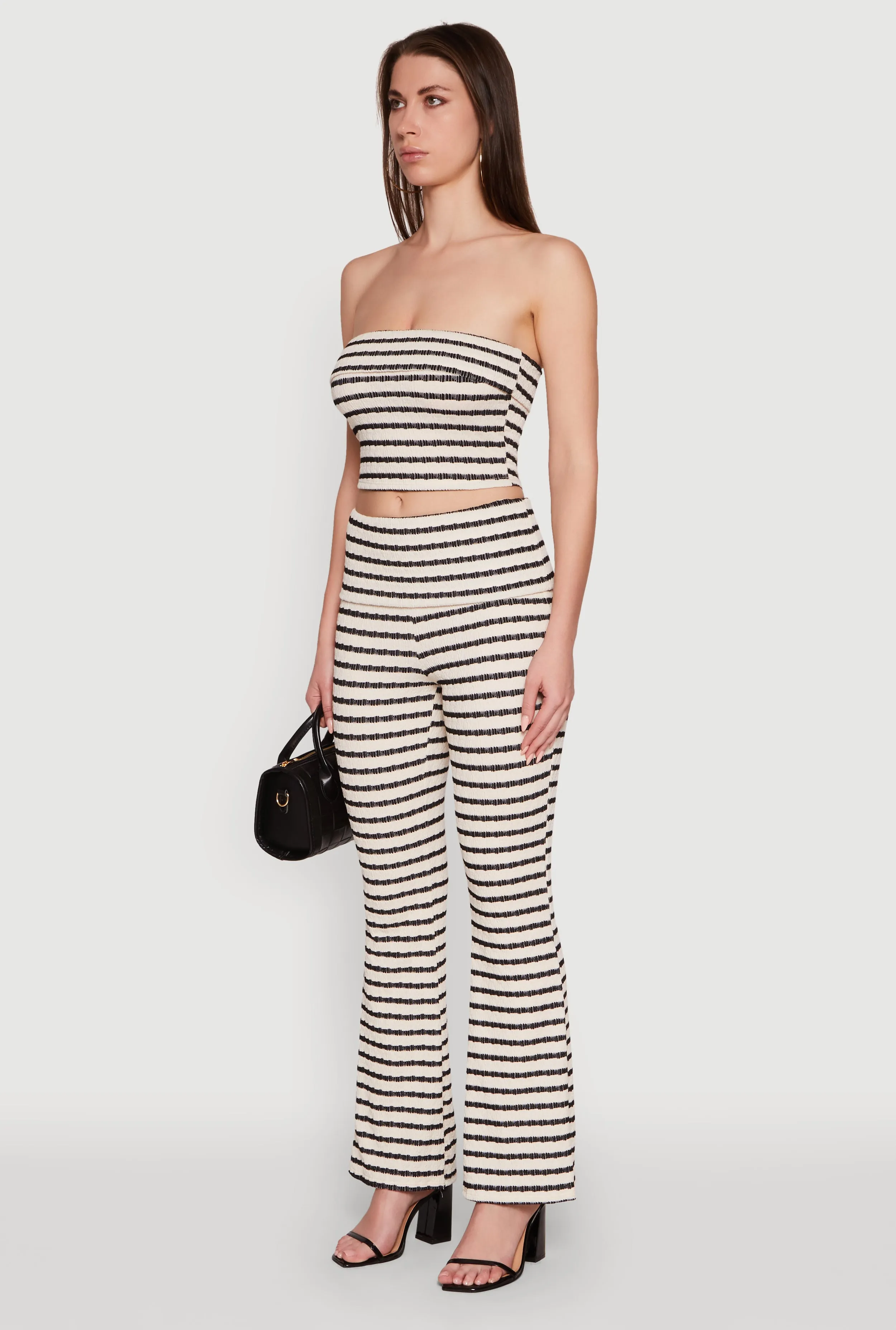 Striped Foldover Tube Top with Cropped Hem sold by Rainbow product image thumbnail 5