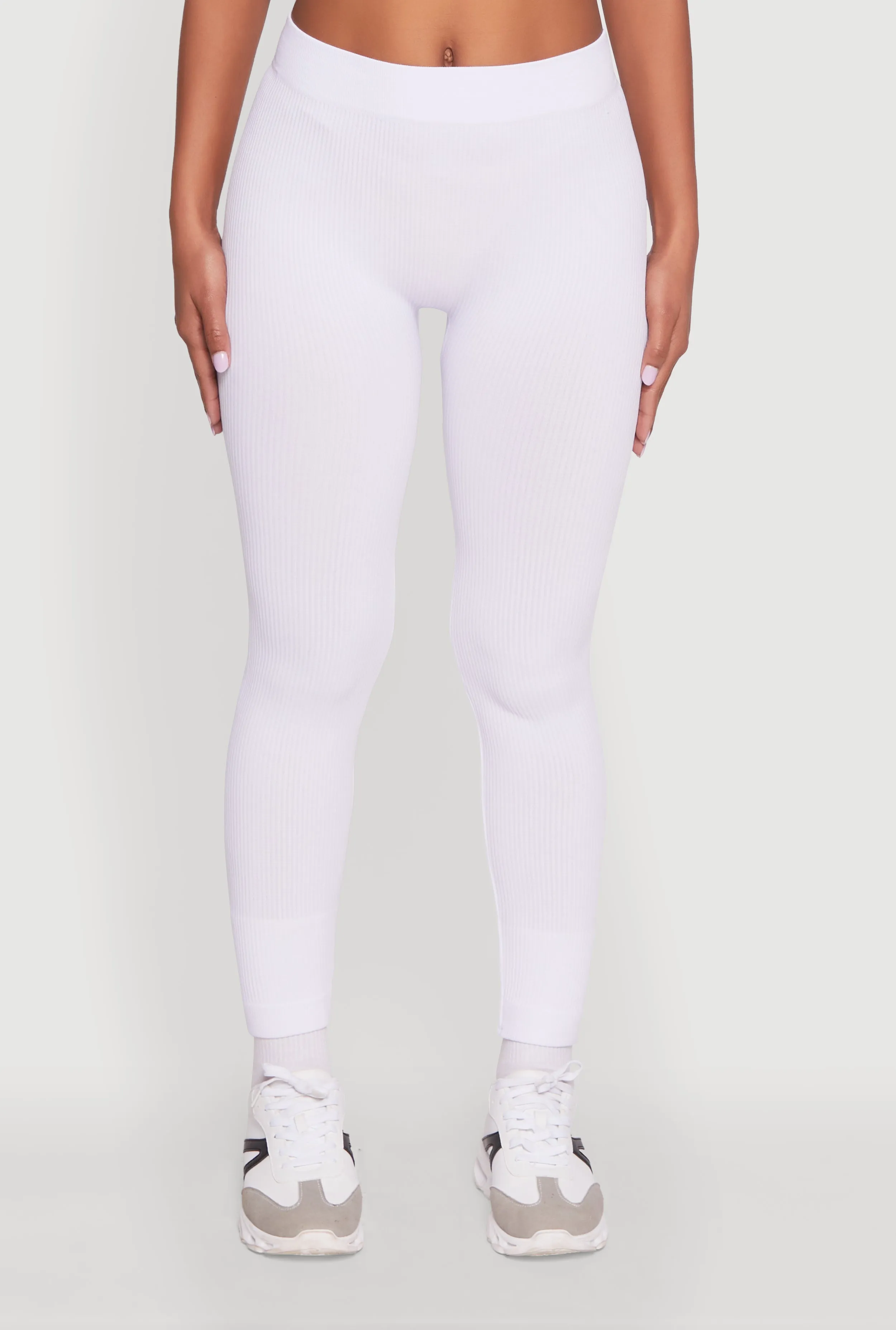 Stylish High Waisted Seamless Ribbed Knit Leggings sold by Rainbow product image thumbnail 5