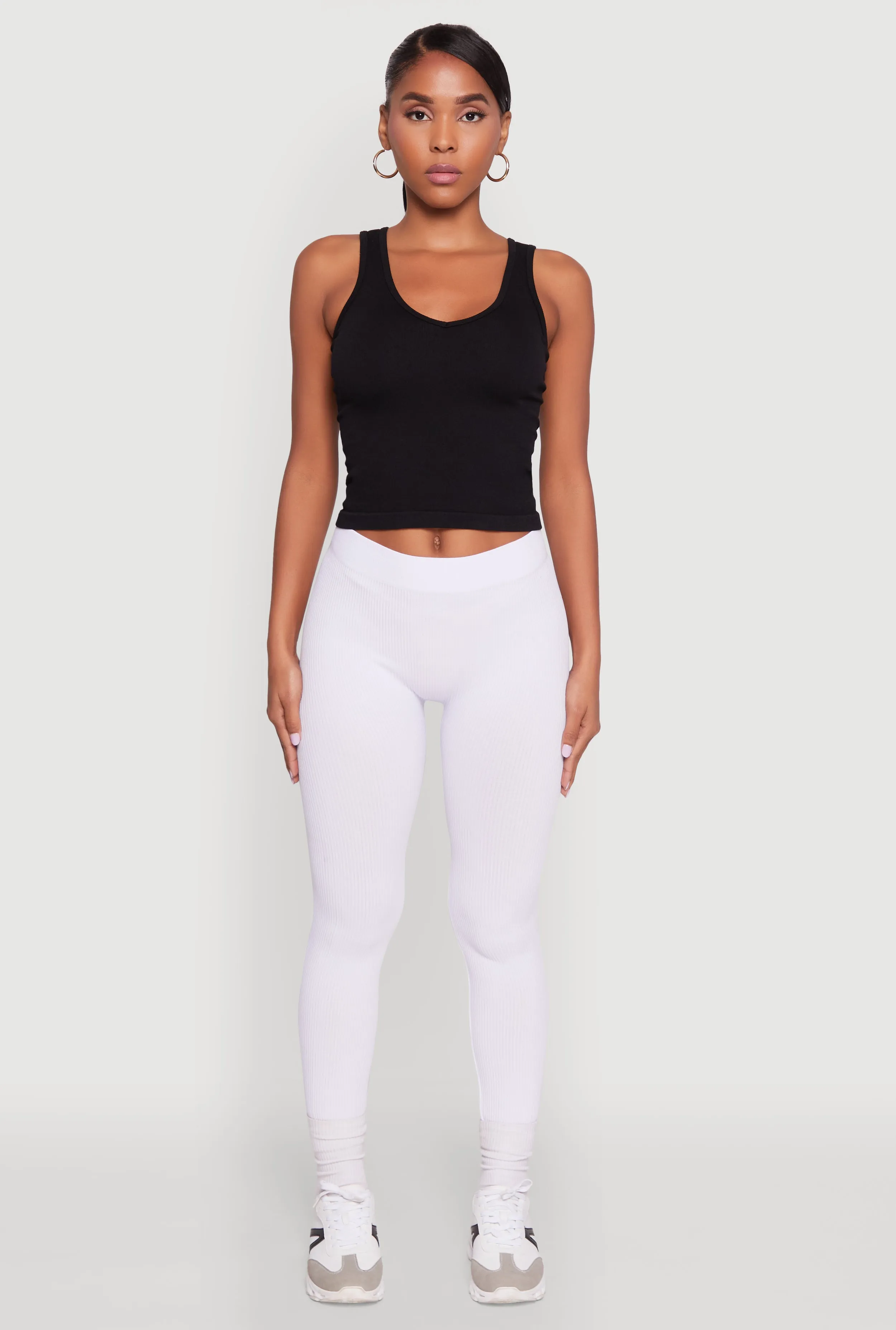 Stylish High Waisted Seamless Ribbed Knit Leggings sold by Rainbow