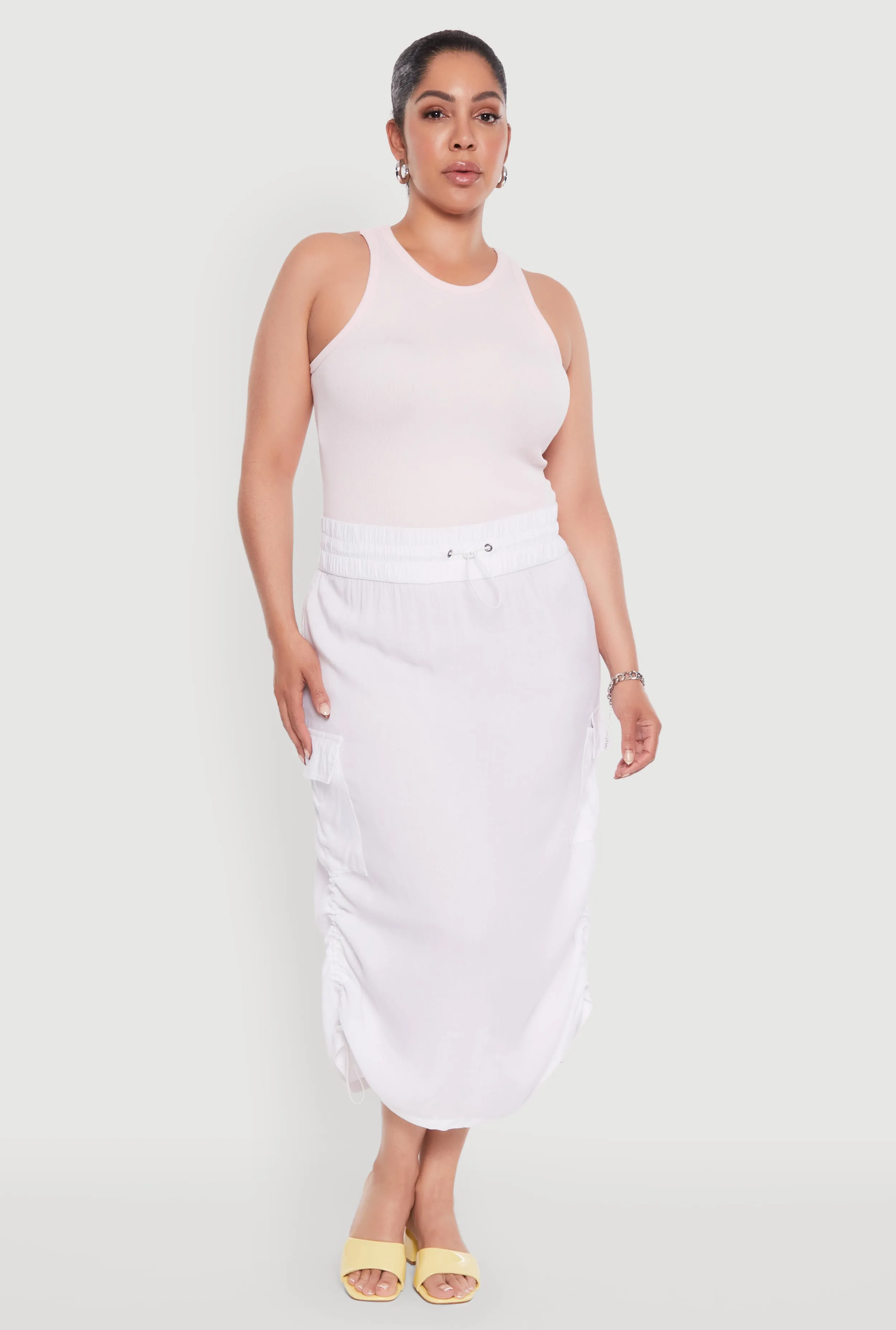 Plus Size Trendy Toggle Drawstring High Waisted Utility Skirt sold by Rainbow