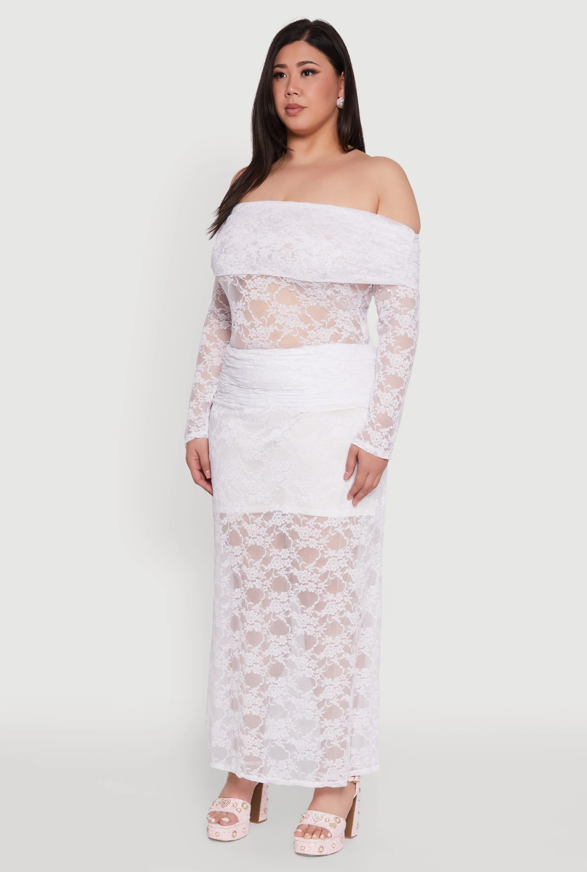 Plus Size Lace Fold Over Off The Shoulder Blouse sold by Rainbow product image thumbnail 5