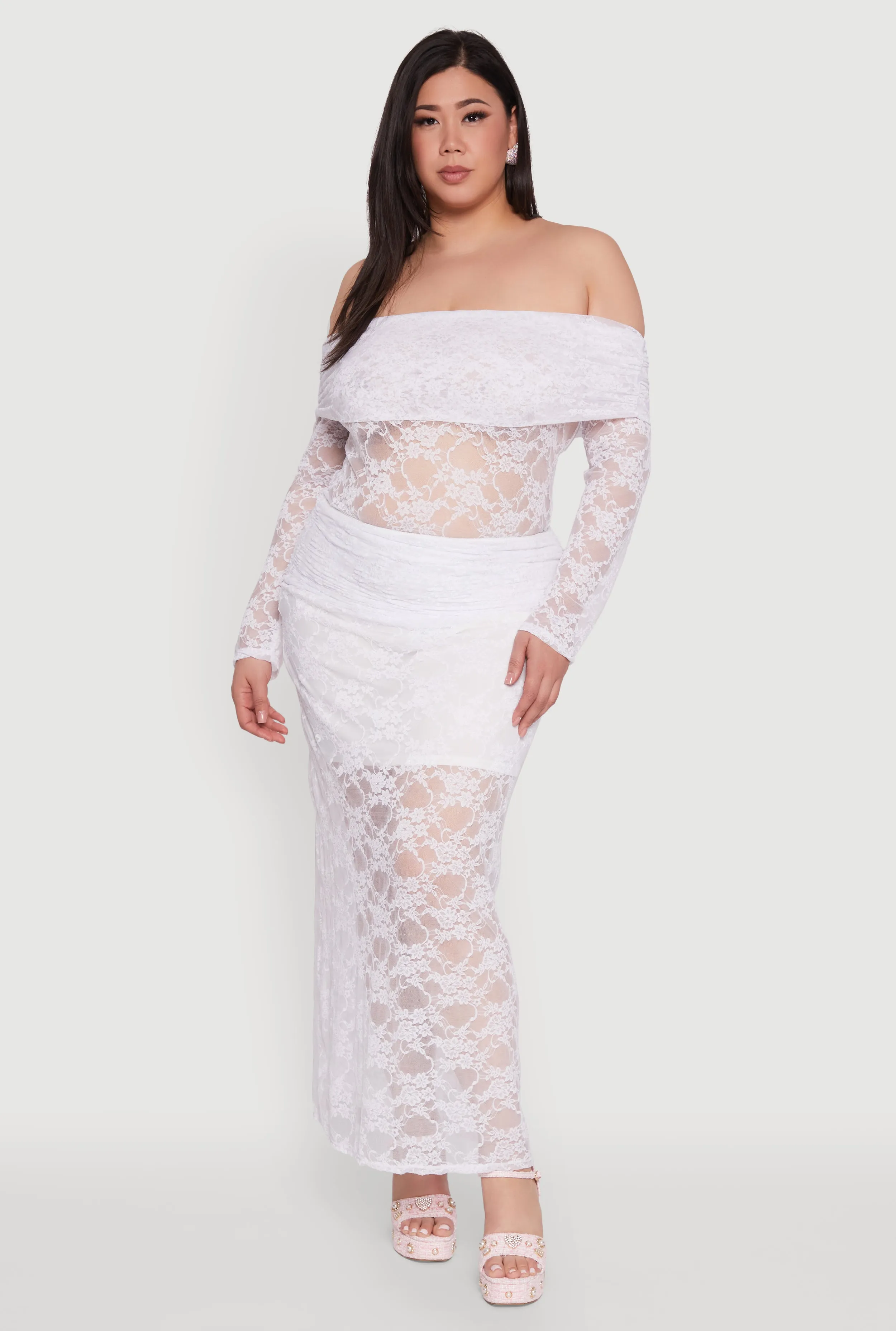 Plus Size Lace Fold Over Off The Shoulder Blouse sold by Rainbow product image thumbnail 2