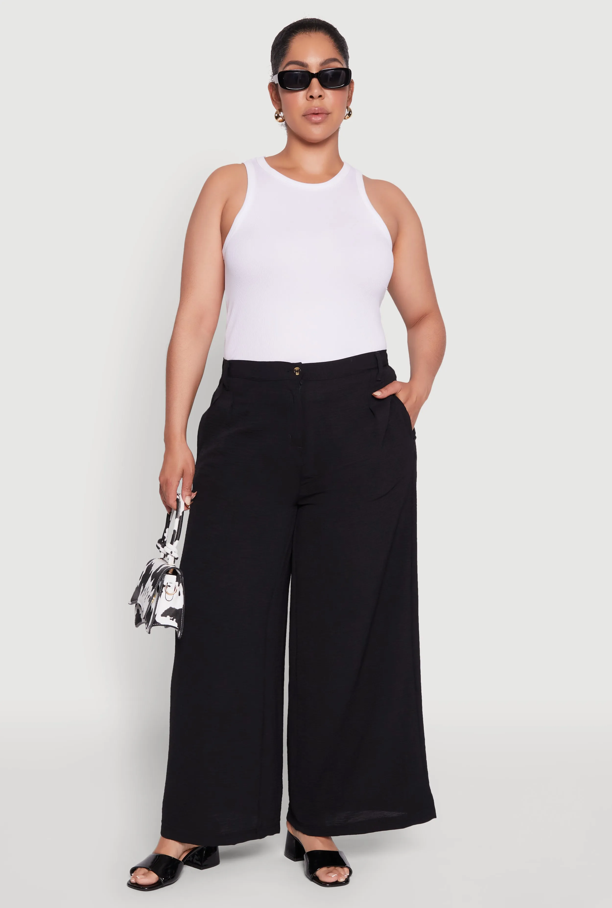 Plus Size Chic Crepe Knit High Waisted Pants sold by Rainbow