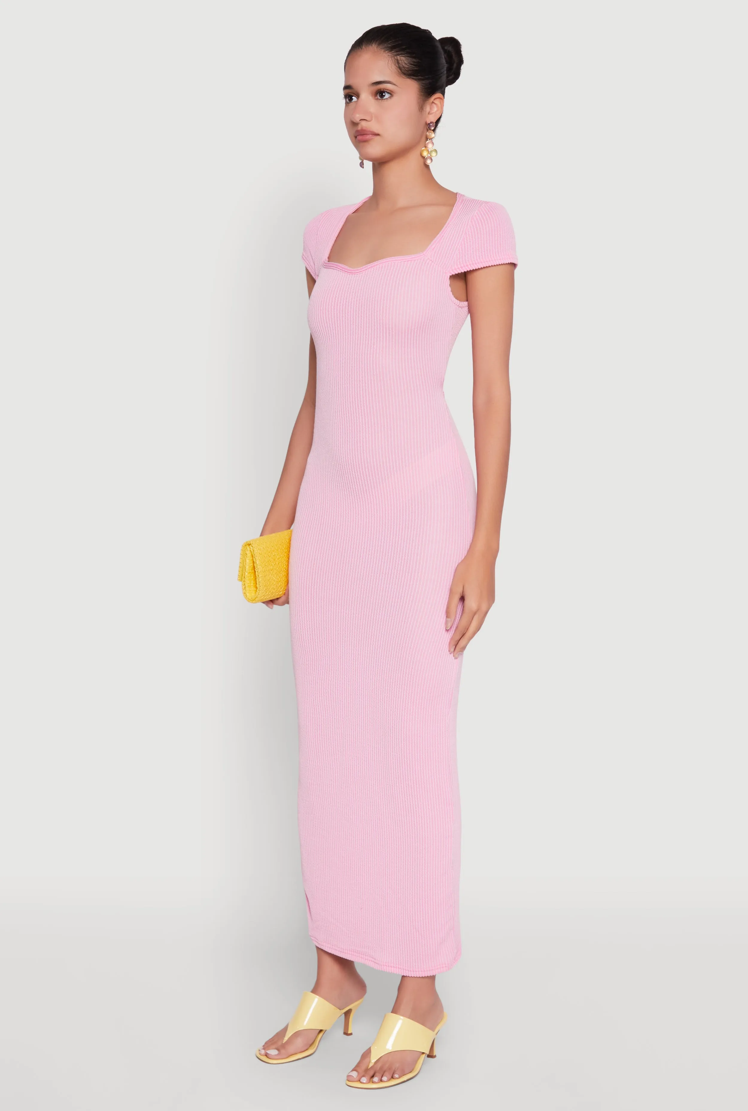 Trendy Textured Knit Tie Back Cut Out Maxi Dress sold by Rainbow product image thumbnail 2