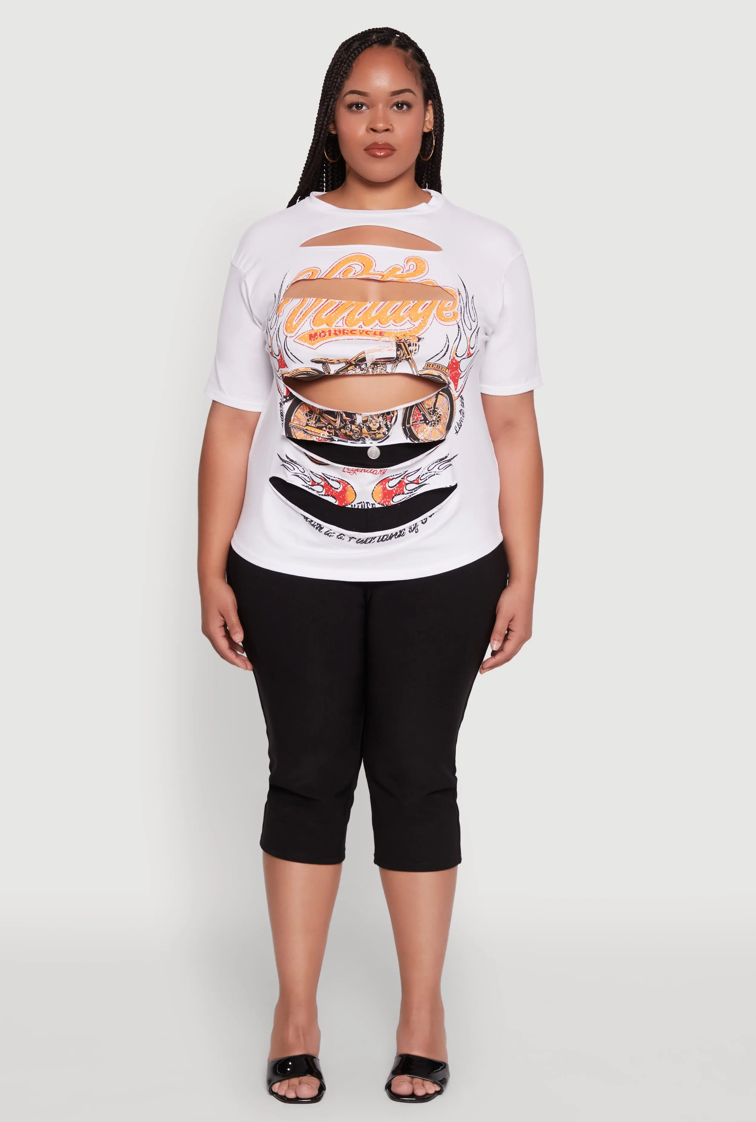 Plus Size Slashed Vintage Motorcycle Graphic Crew Neck Tee sold by Rainbow product image thumbnail 3