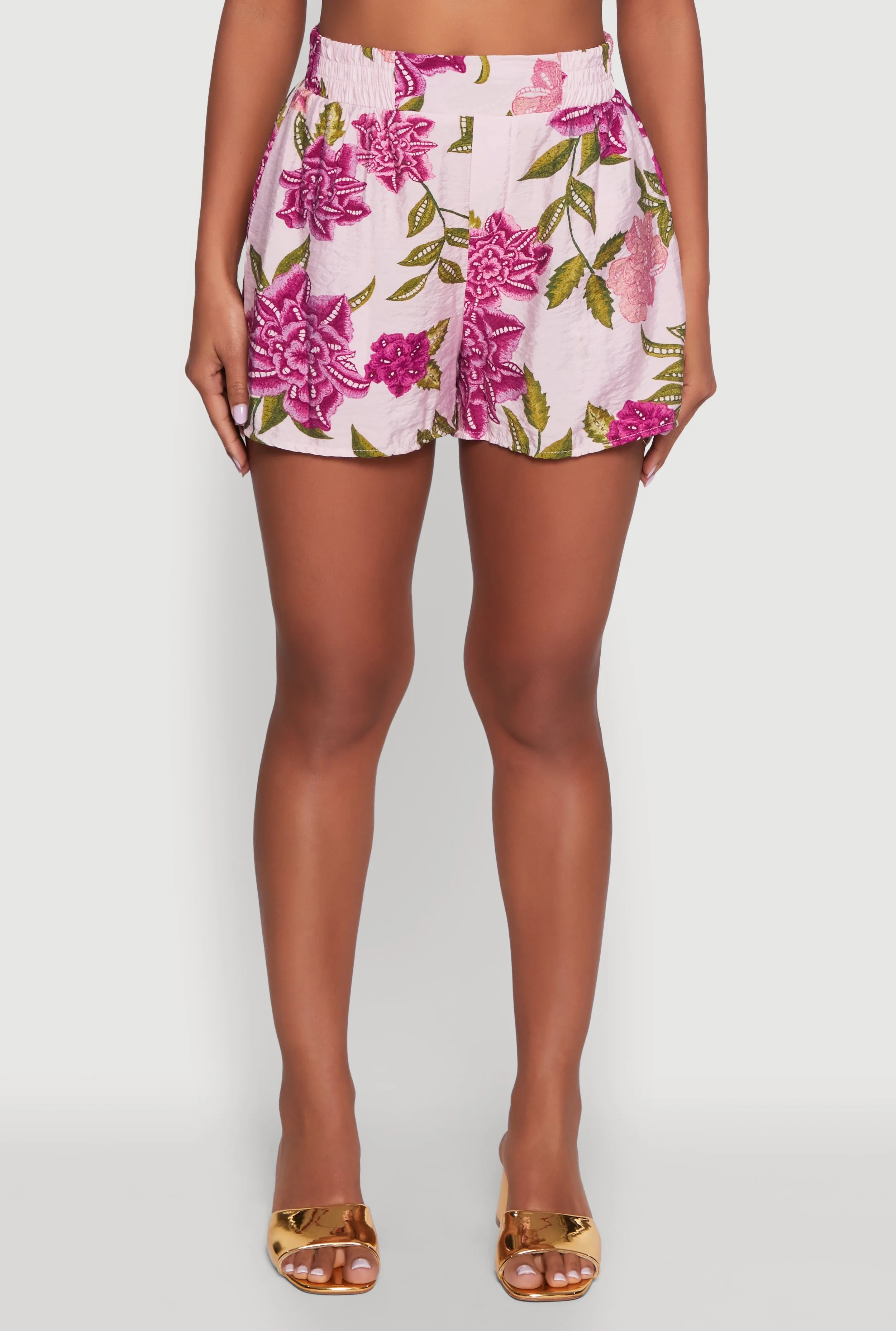 Crepe Knit Floral High Waisted Shorts sold by Rainbow product image thumbnail 3