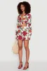 Chic Floral Long Sleeve Tie Front Crop Top sold by Rainbow