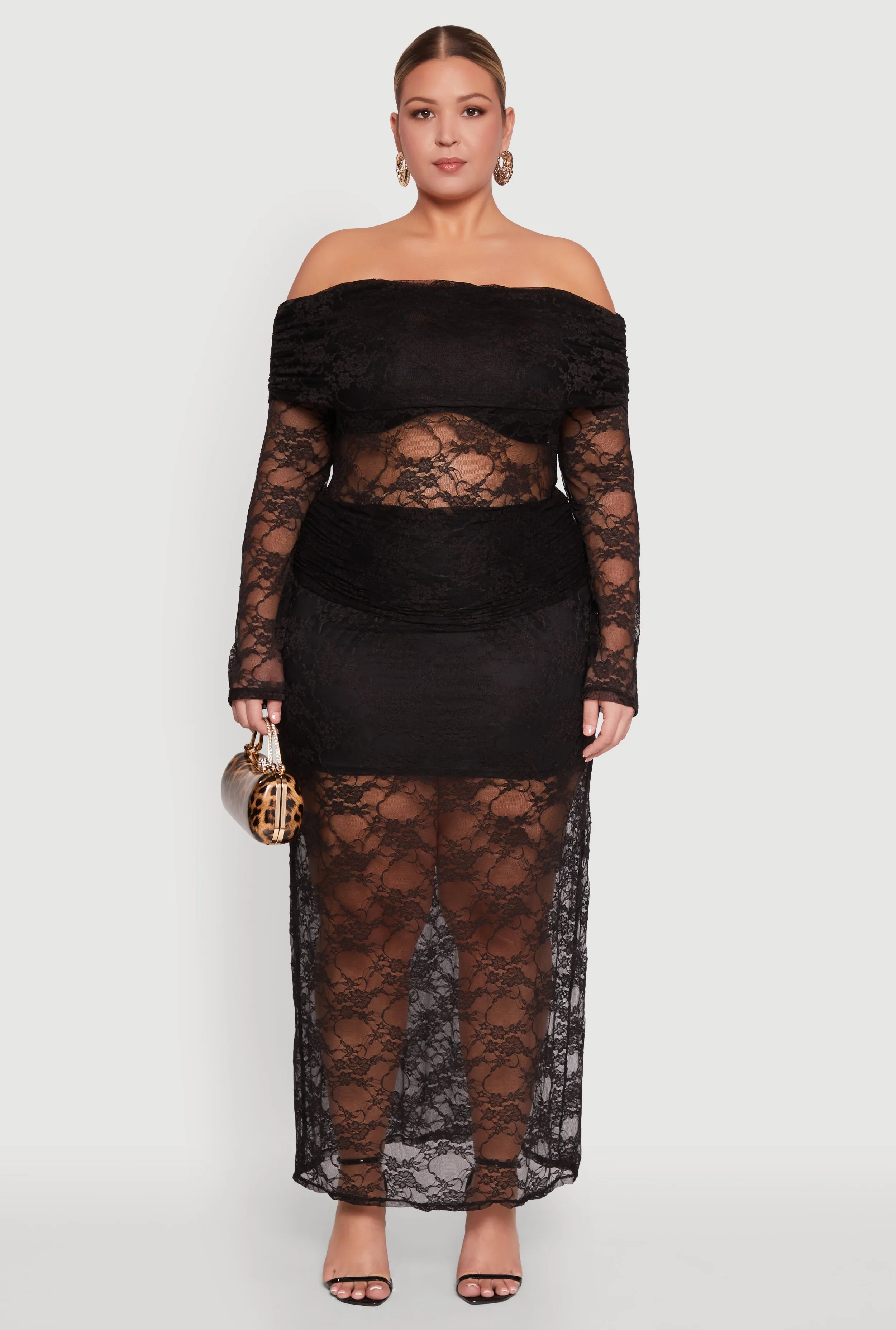 Plus Size Lace High Waisted Fold Over Maxi Skirt sold by Rainbow product image thumbnail 2