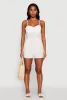Chic Sleeveless Padded Cup Romper with Pockets and Smocked Details sold by Rainbow