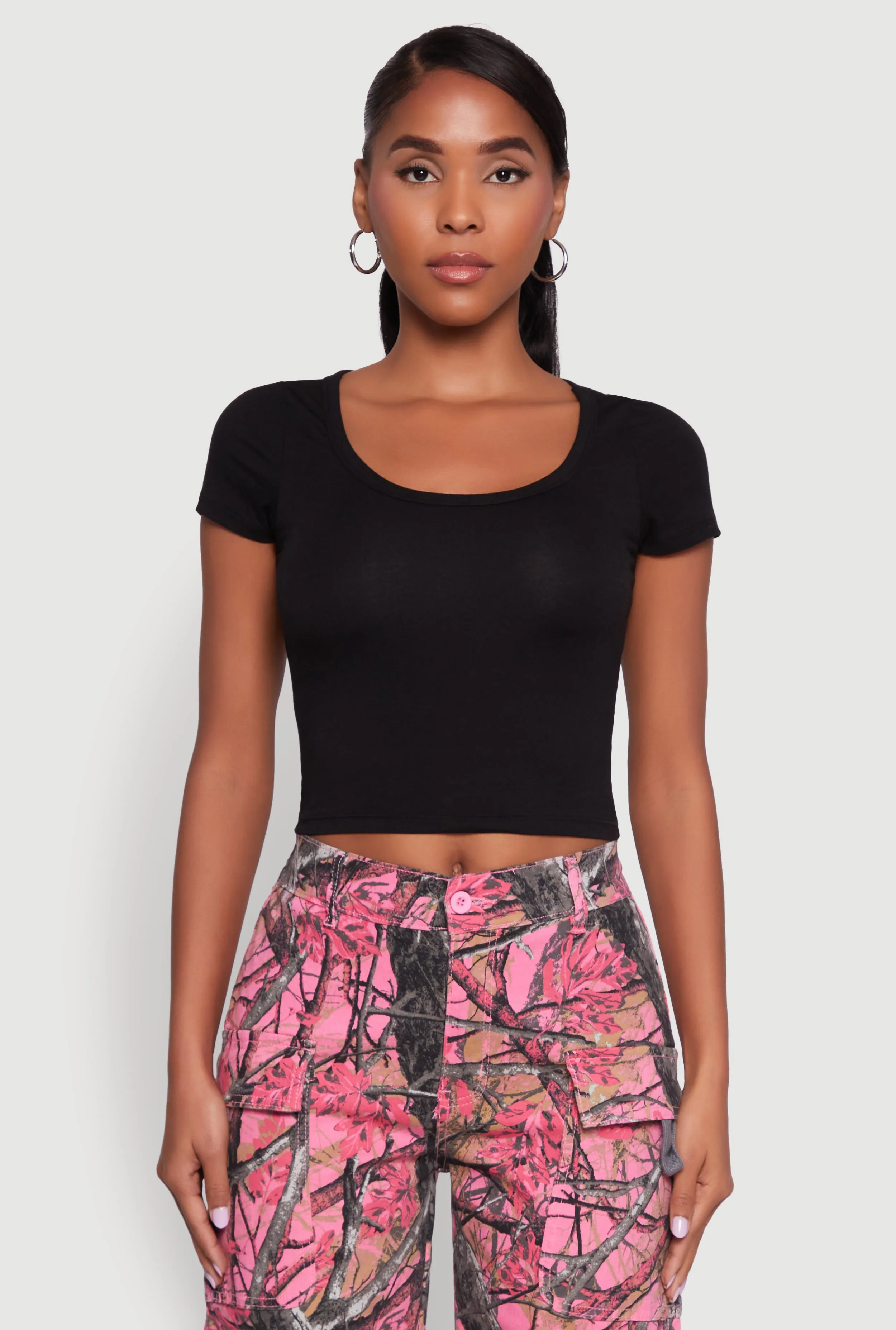 Ambiance Classic Fit Scoop Neck Short Sleeve Cropped Tee sold by Rainbow product image thumbnail 2