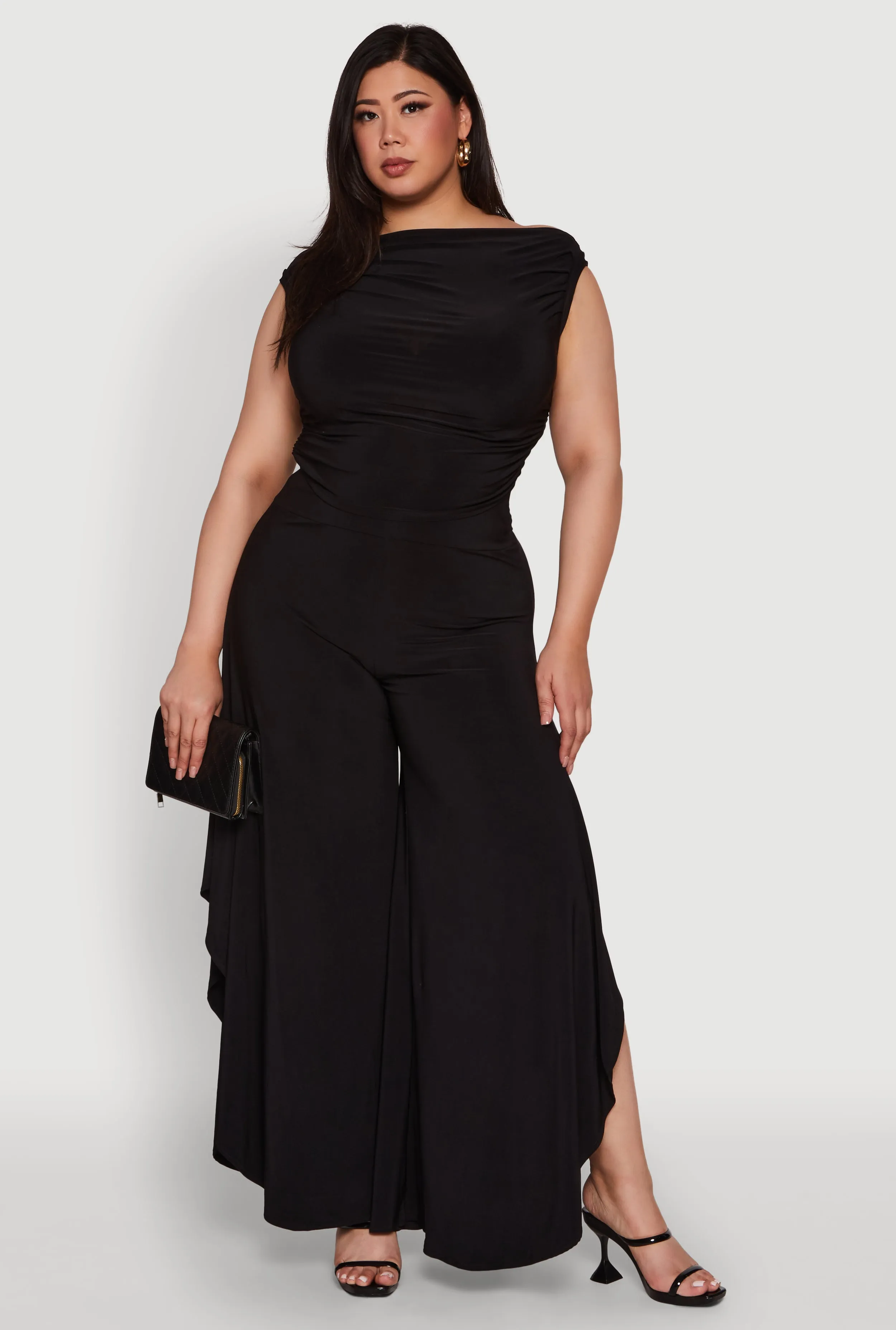 Plus Size Stylish High-Waisted Tulip Leg Palazzo Pants sold by Rainbow