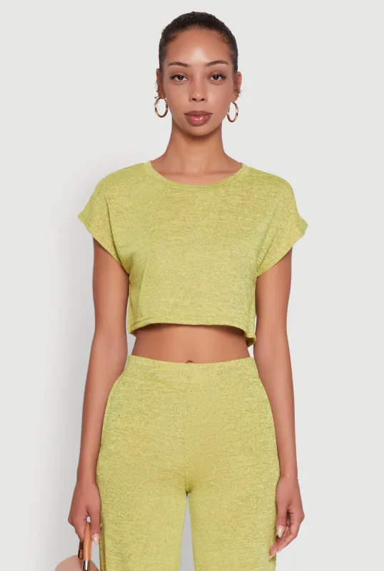 Daisy Dolman Sleeve Cropped Tee sold by Rainbow