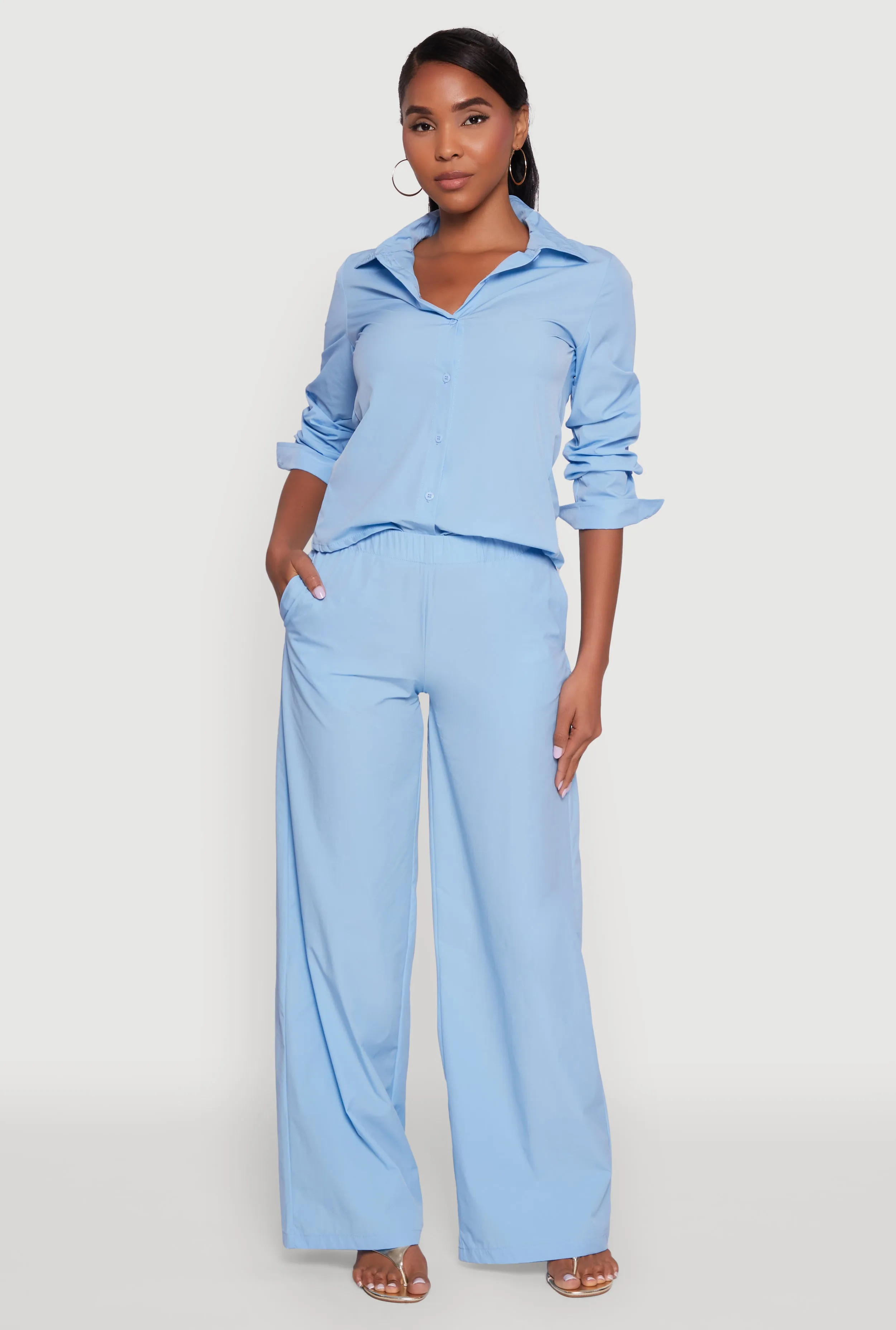 Daisy Nylon High Waisted Wide Leg Pants sold by Rainbow