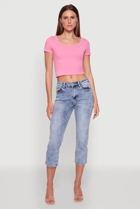 Ambiance Classic Fit Scoop Neck Short Sleeve Cropped Tee sold by Rainbow