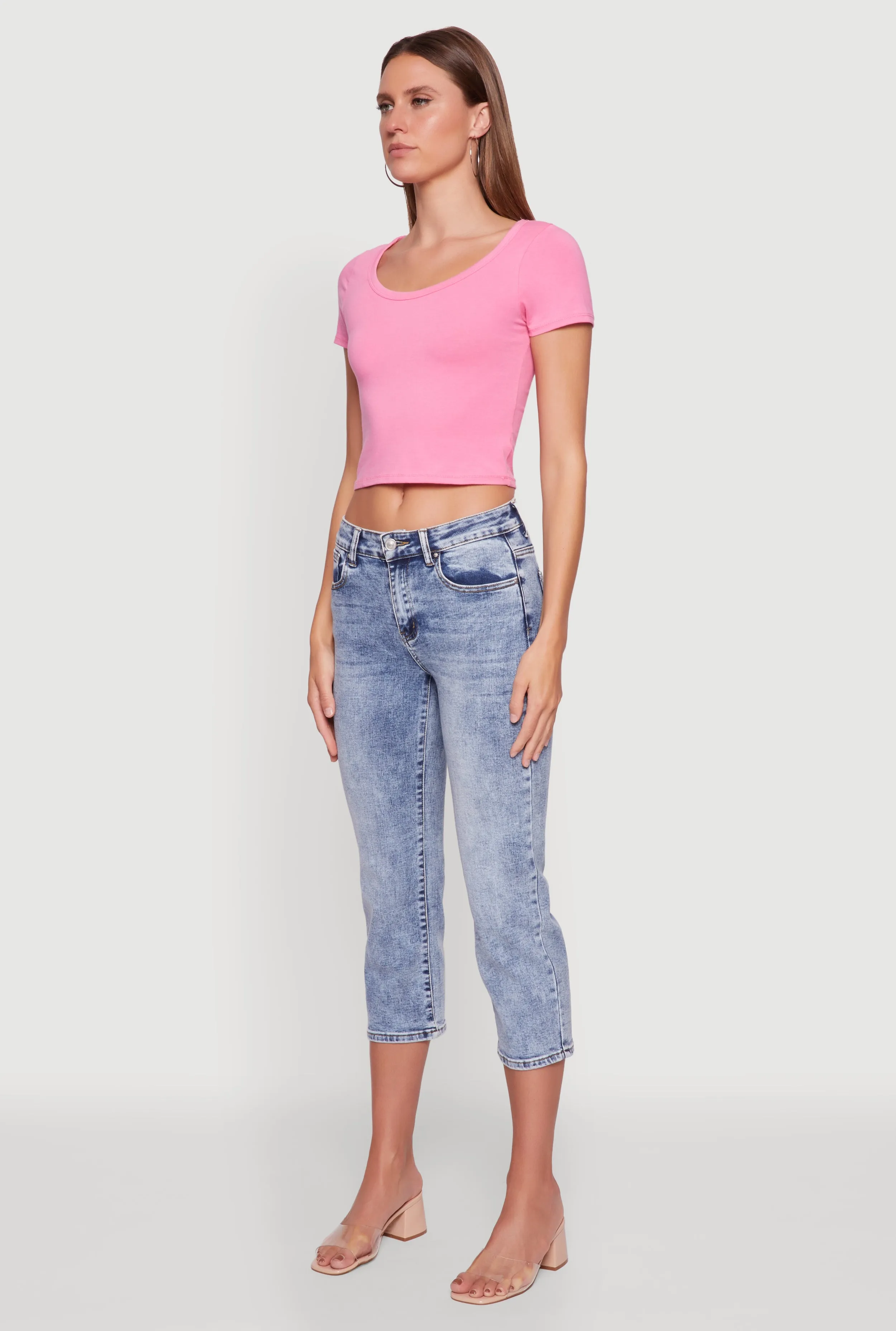Ambiance Classic Fit Scoop Neck Short Sleeve Cropped Tee sold by Rainbow product image thumbnail 5