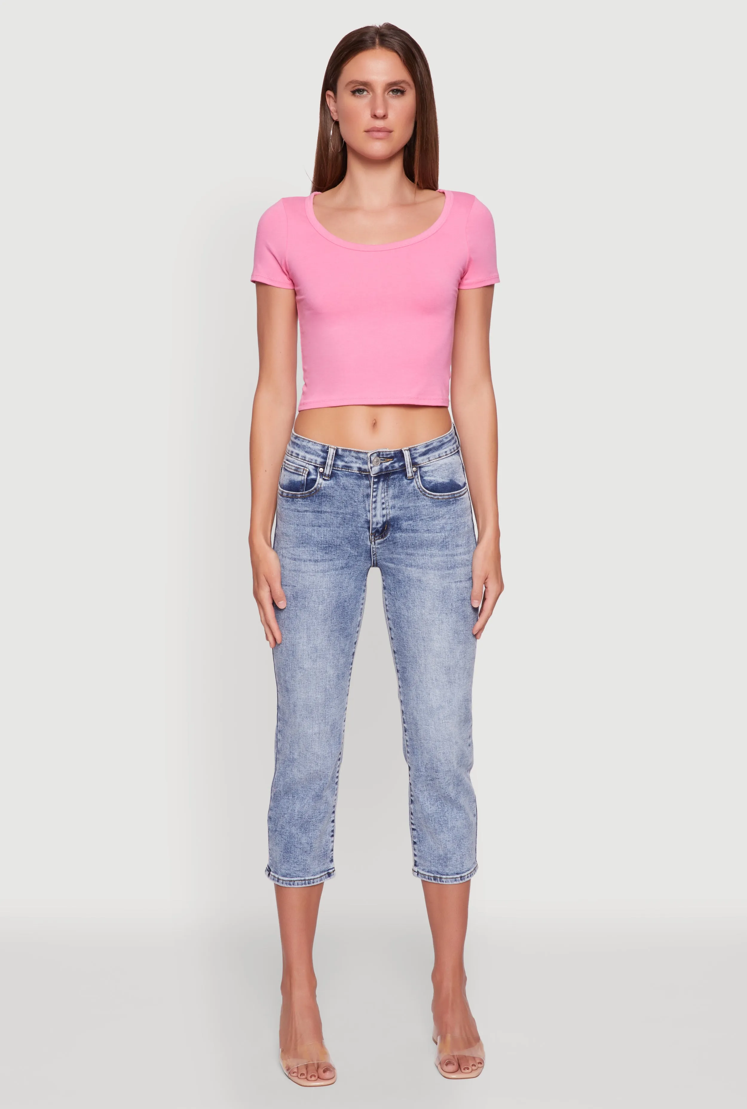 Ambiance Classic Fit Scoop Neck Short Sleeve Cropped Tee sold by Rainbow product image thumbnail 3