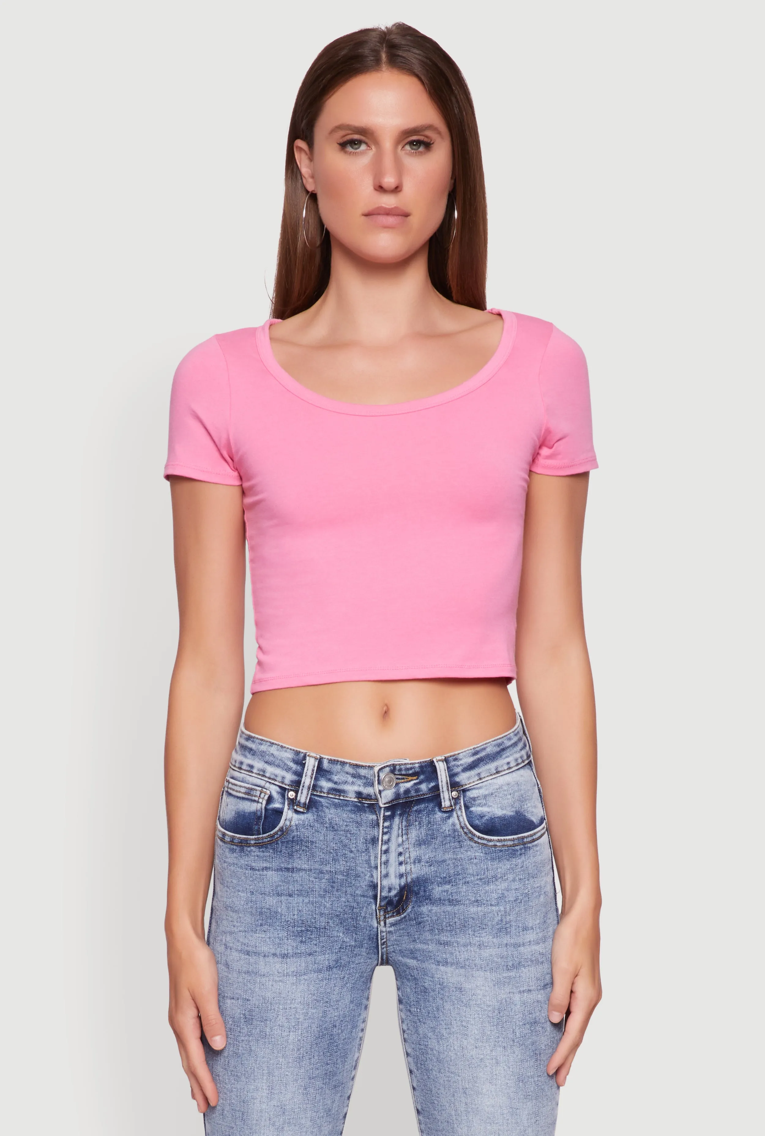 Ambiance Classic Fit Scoop Neck Short Sleeve Cropped Tee sold by Rainbow product image thumbnail 2