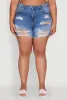 Plus Size WAX Distressed High Waisted Frayed Hem Mom Shorts sold by Rainbow