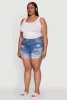 Plus Size WAX Distressed High Waisted Frayed Hem Mom Shorts sold by Rainbow