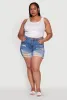 Plus Size WAX Distressed High Waisted Frayed Hem Mom Shorts sold by Rainbow