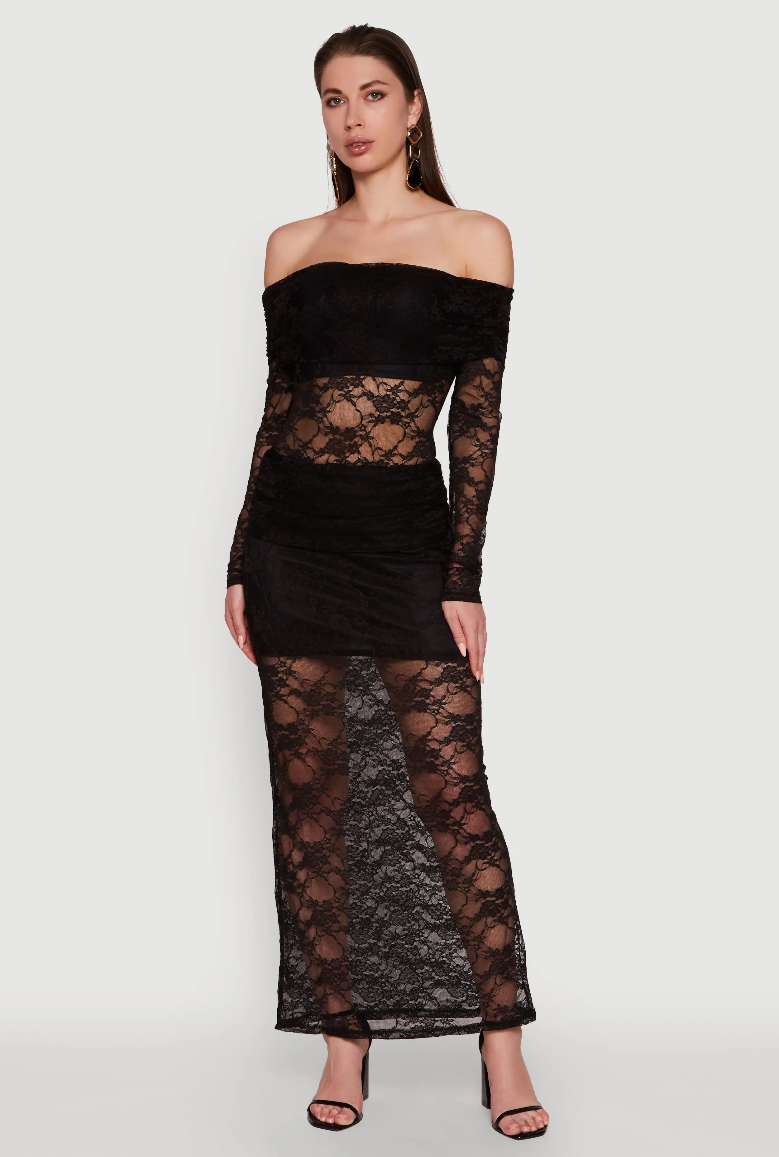 Chic Lace Fold Over Ruched Maxi Skirt sold by Rainbow product image thumbnail 2